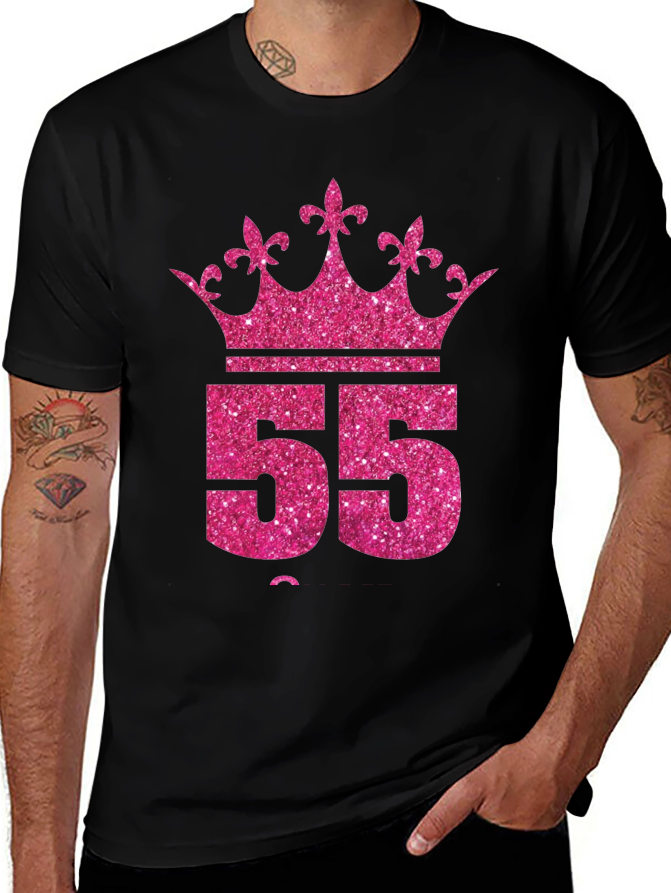 Variant 6 of Queen 55th Birthday T-Shirt - Pink Glitter