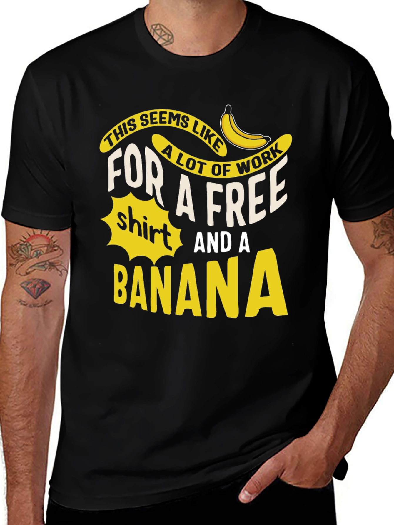 Variant 26 of Funny "Free Shirt and Banana" Graphic Tee