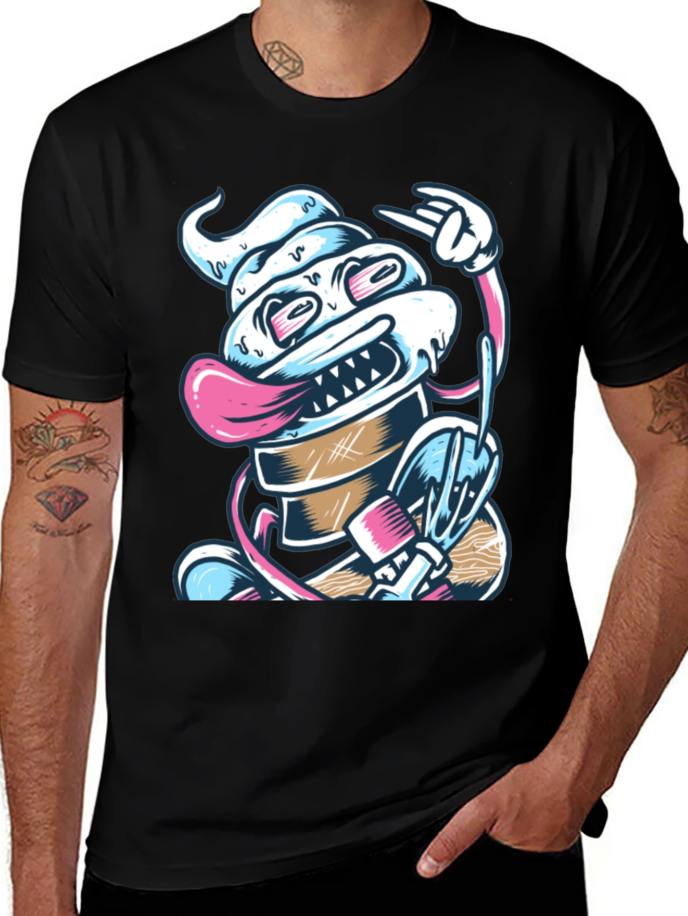 Cool Ice Cream Monster T-Shirt - Black