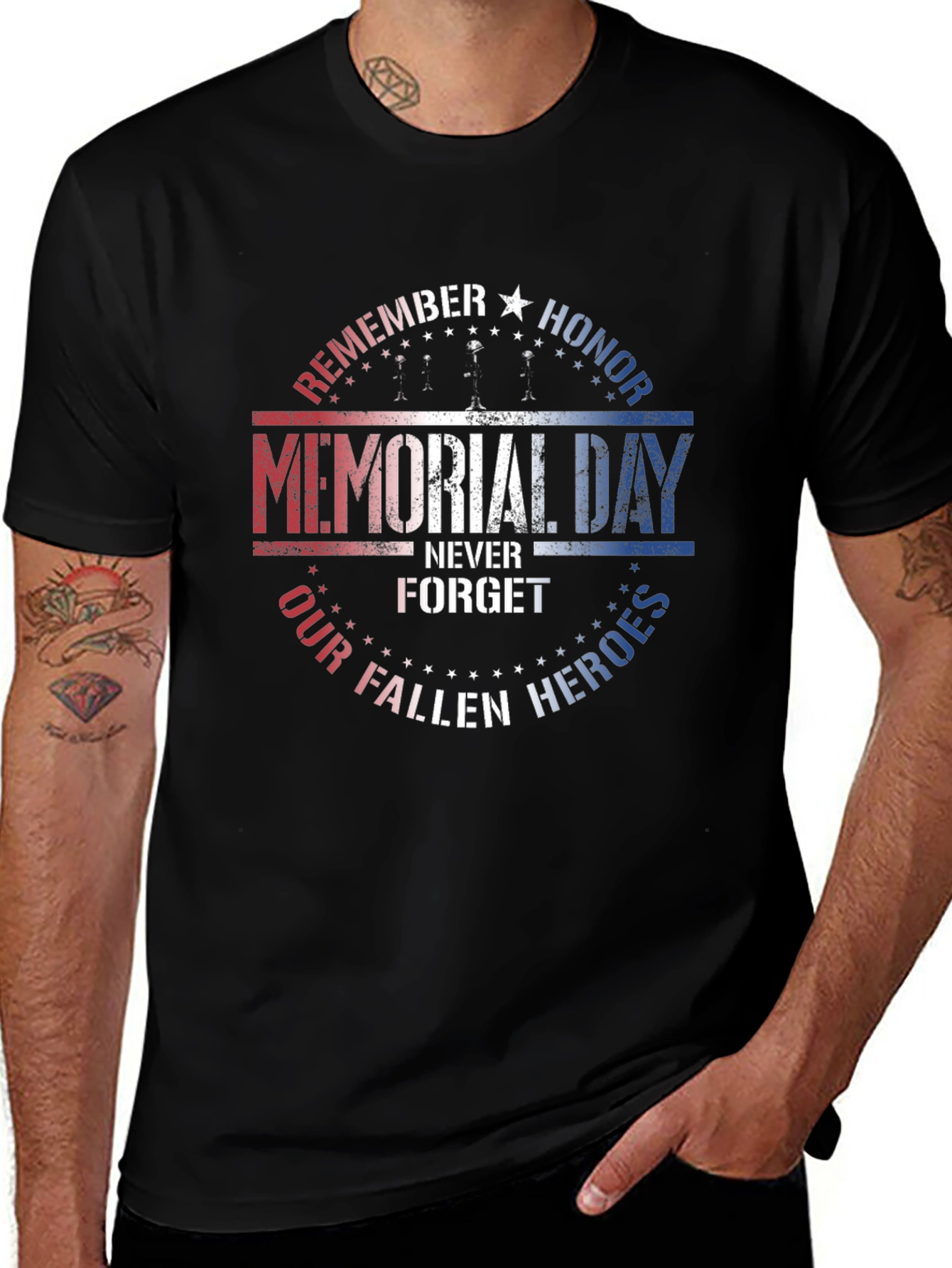 Black Memorial Day Honor Fallen Heroes T-Shirt main image