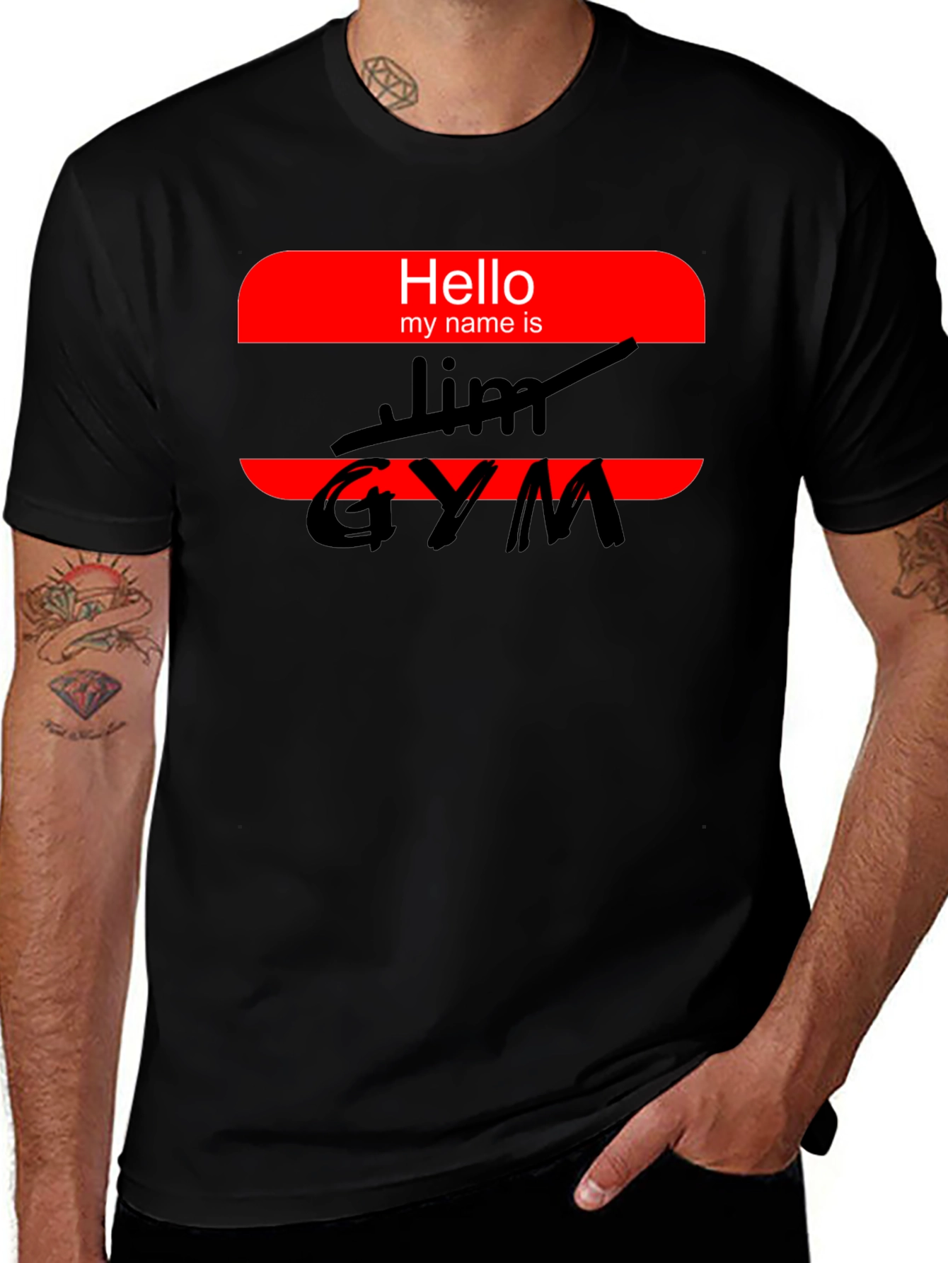Variant 12 of Hello My Name is GYM Funny Workout T-Shirt