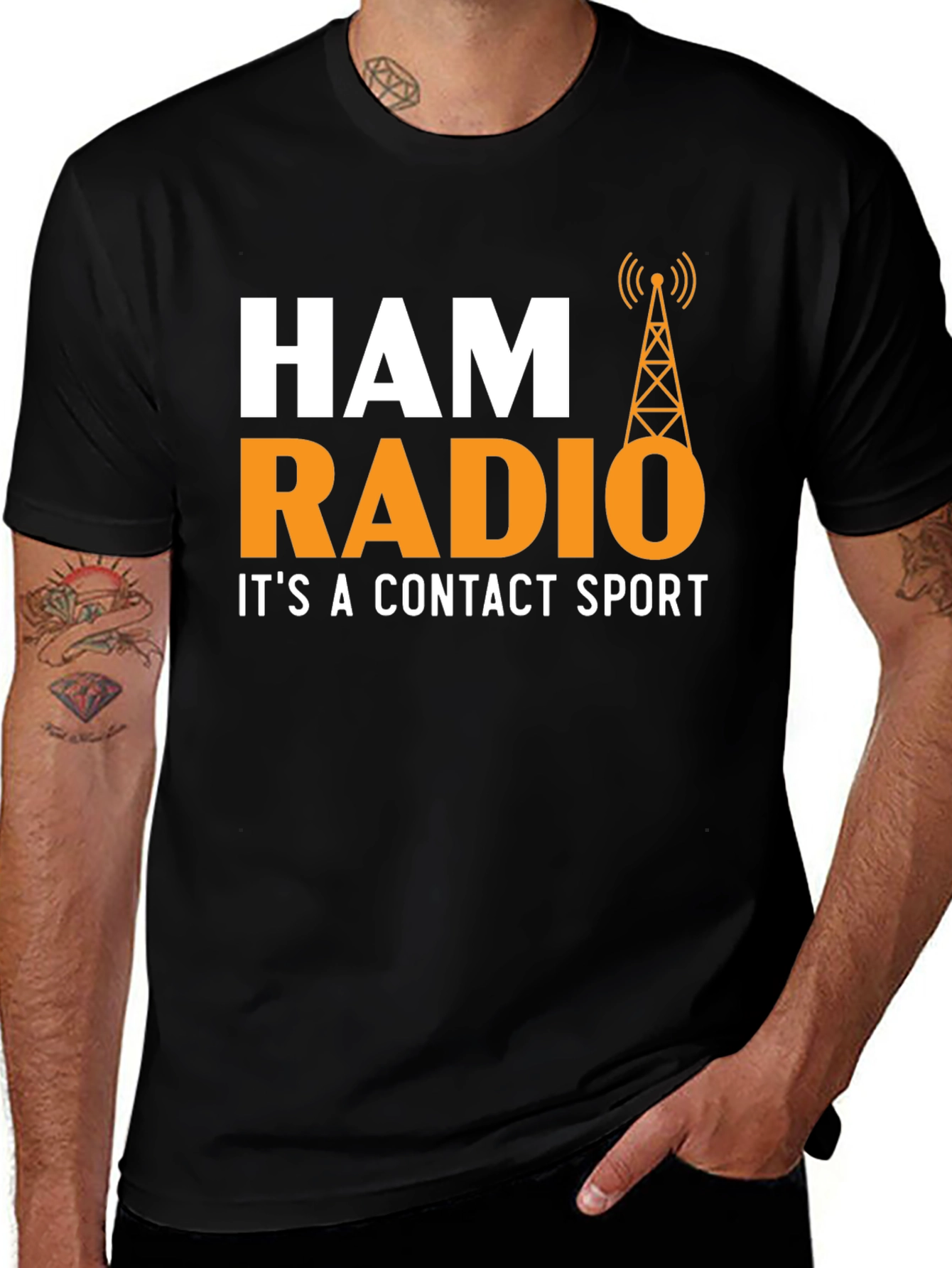 Variant 21 of Ham Radio Contact Sport T-Shirt - Black