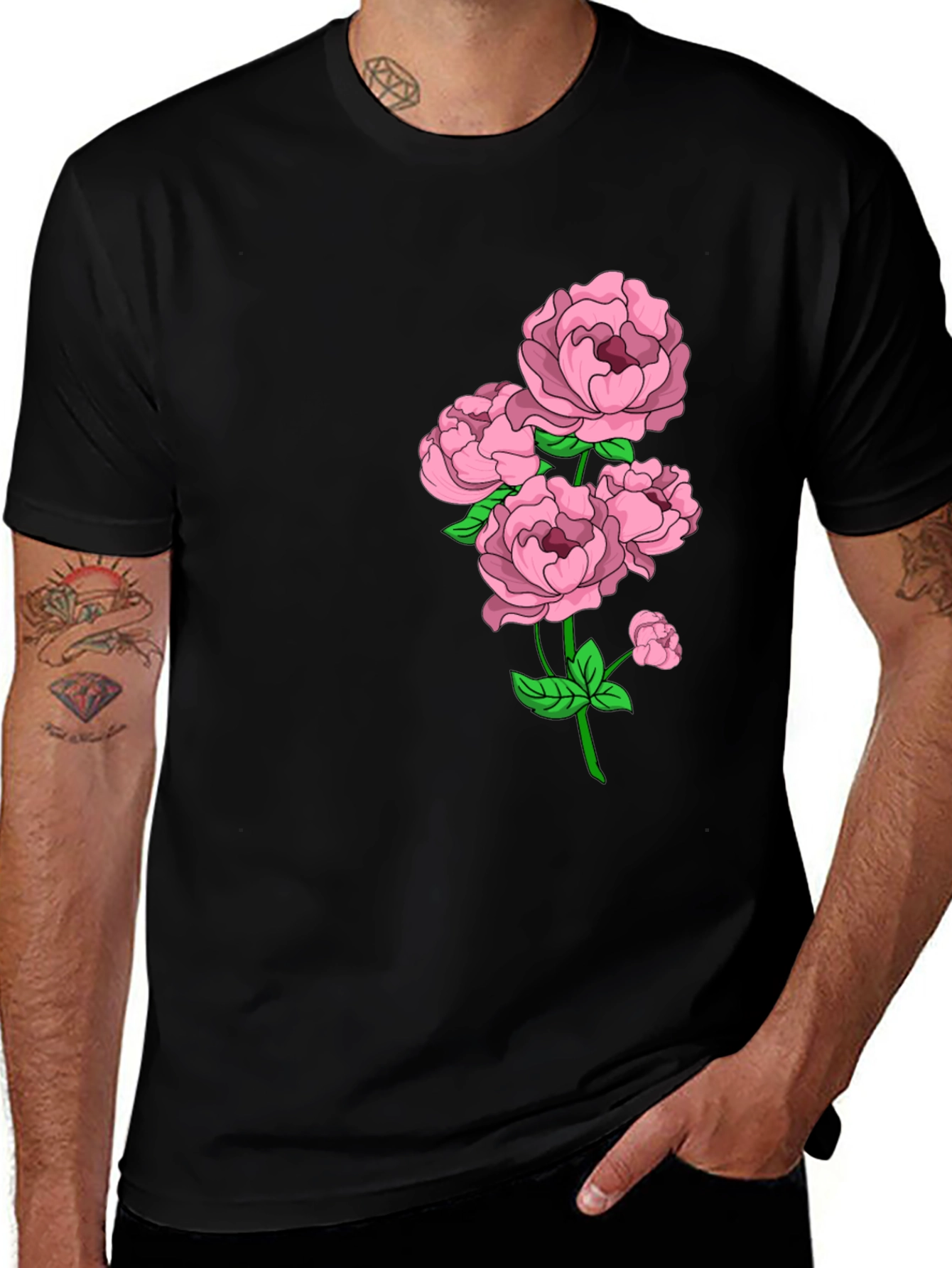 Variant 3 of Floral Print Crew Neck Tee - Elegant Casual Wear