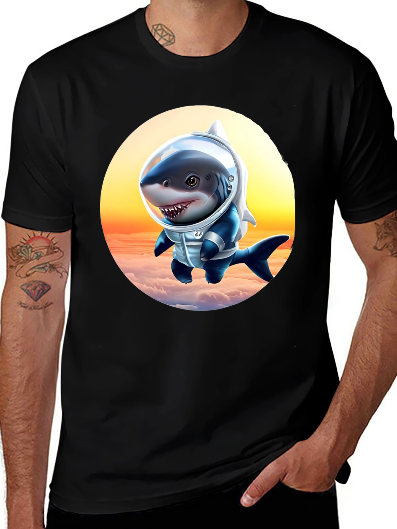 Variant 16 of Shark Astronaut Graphic Tee - Space Adventure