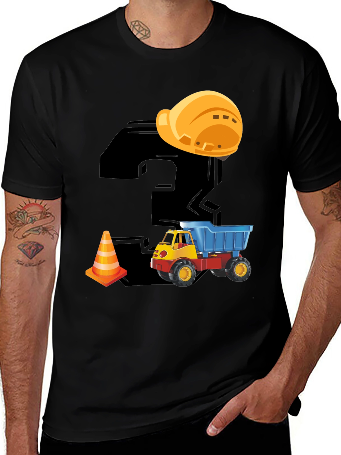 Variant 12 of Construction Themed Birthday T-Shirt for Kids
