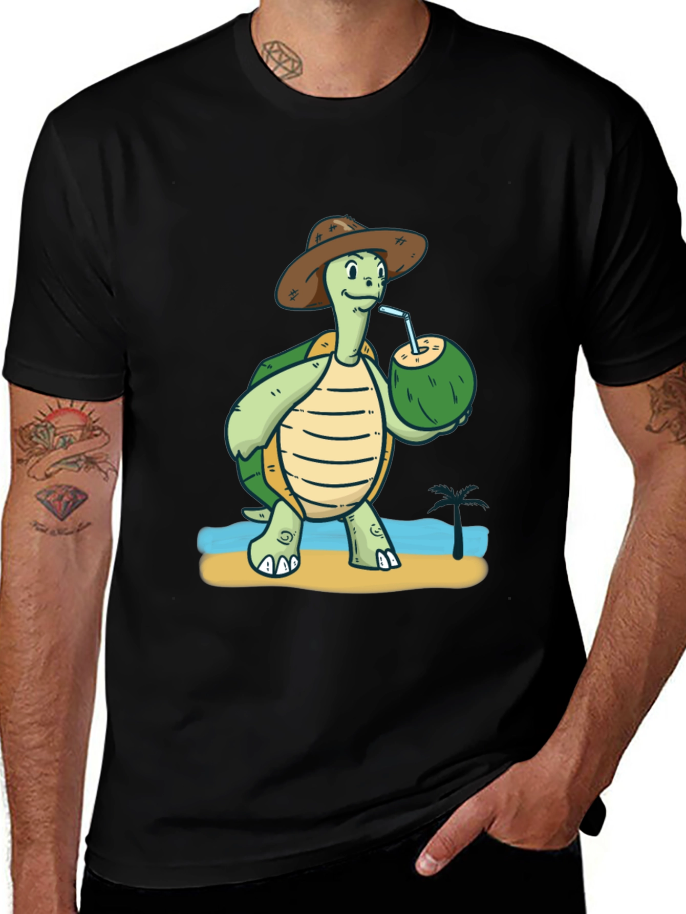 Variant 12 of Turtle Drinking Coconut T-Shirt