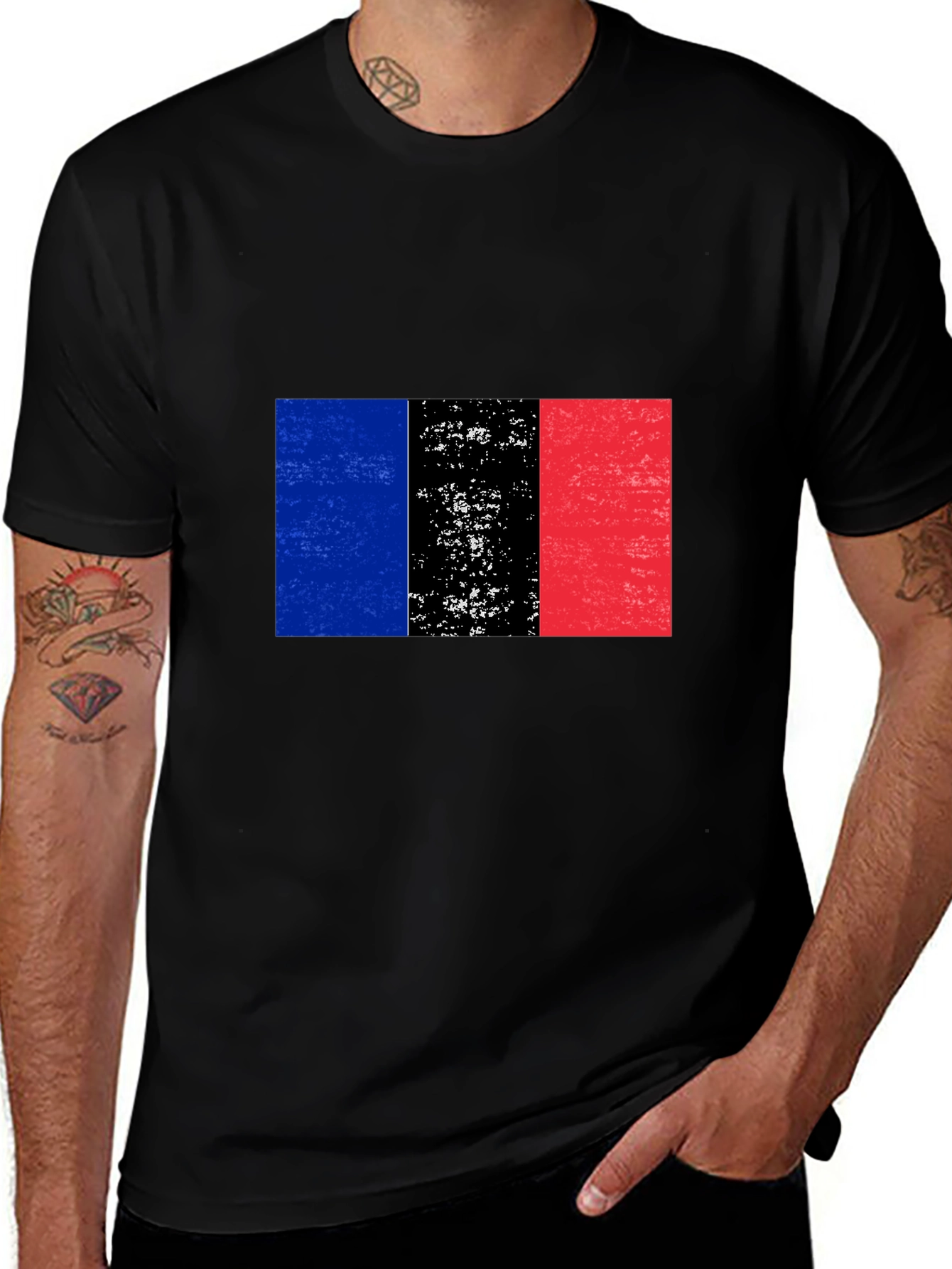 Variant 26 of Distressed Flag Graphic Tee - Black