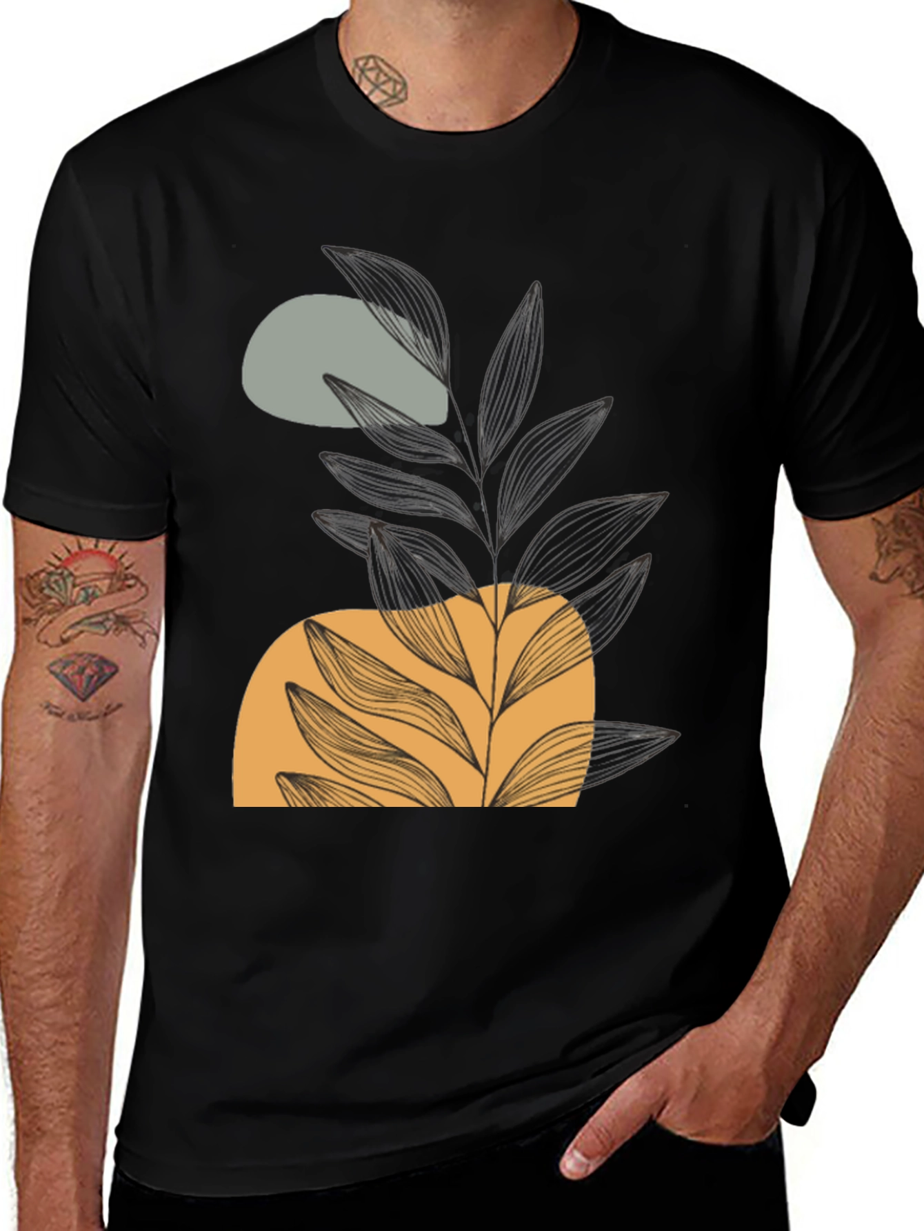 Variant 8 of Abstract Plant Graphic Tee - Modern Casual Style