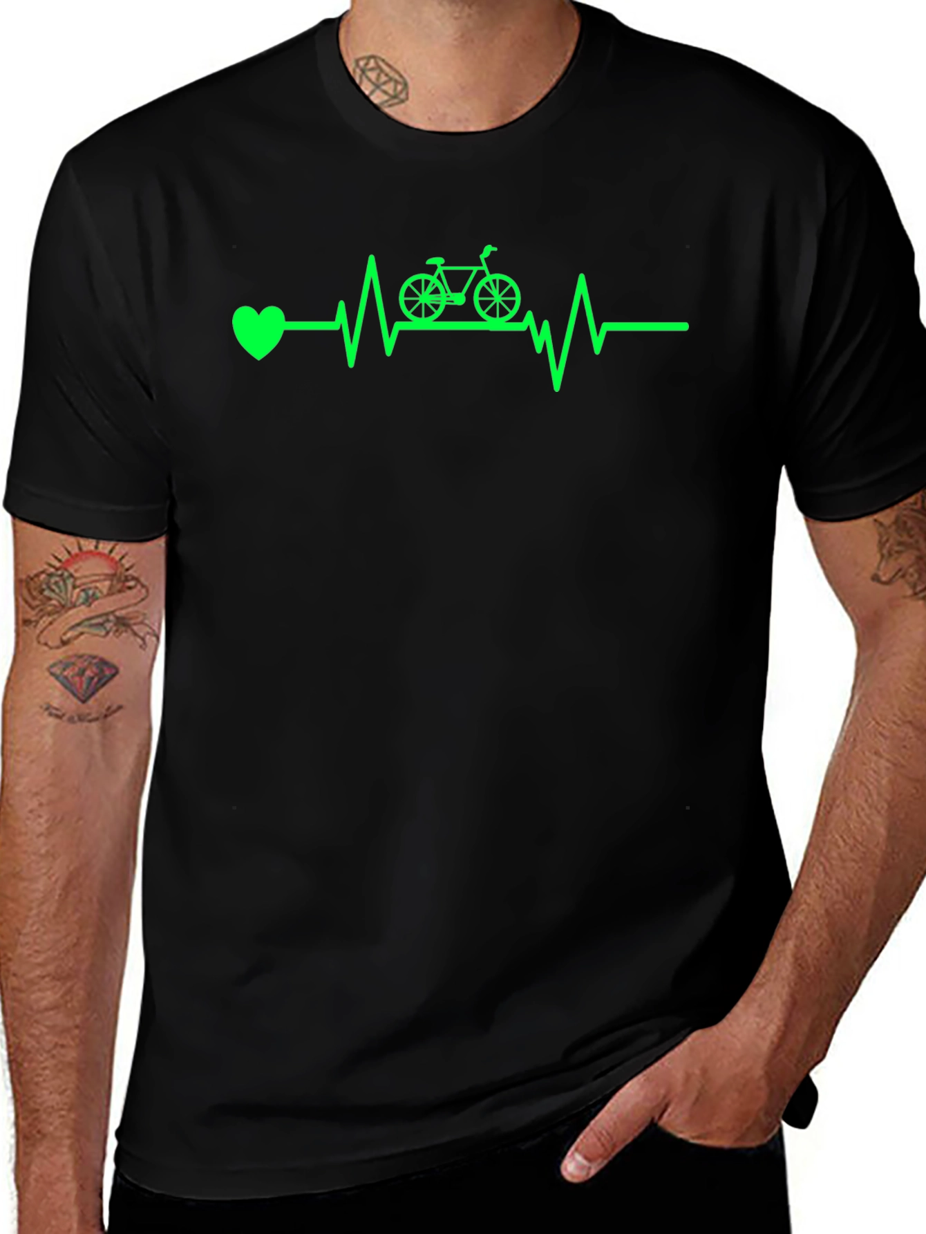 Variant 4 of Cycling Heartbeat T-Shirt - Black