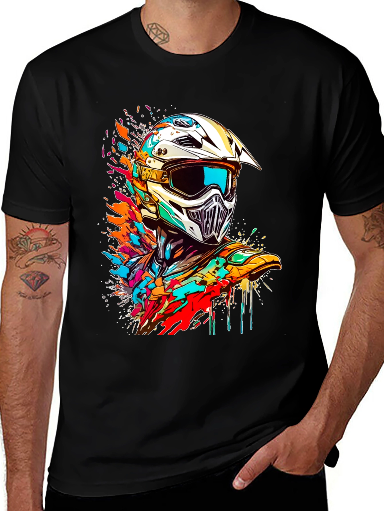 Variant 12 of Vibrant Motocross Helmet Graphic Tee