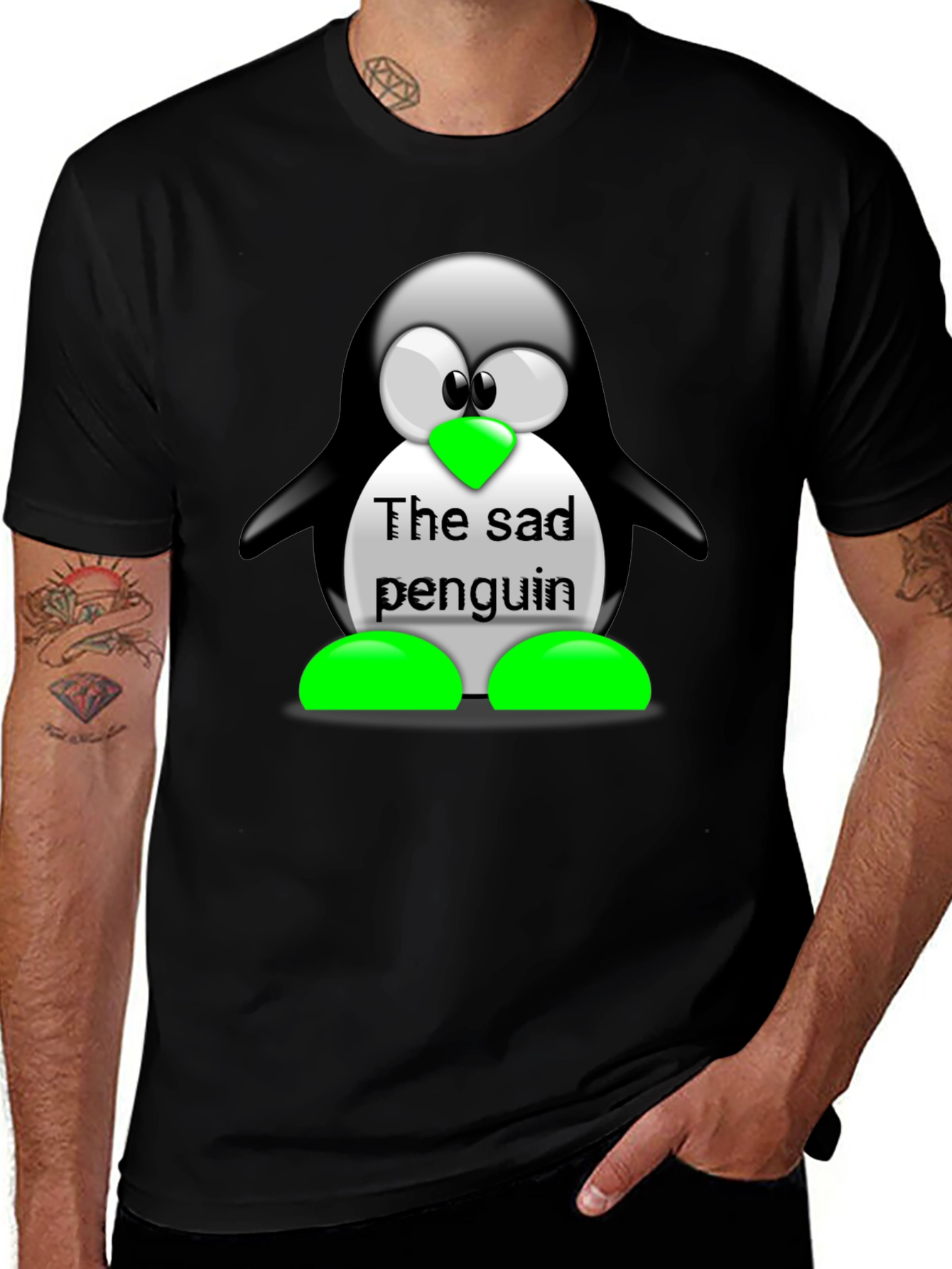 Variant 22 of Sad Penguin Graphic Tee - Unisex Black T-Shirt
