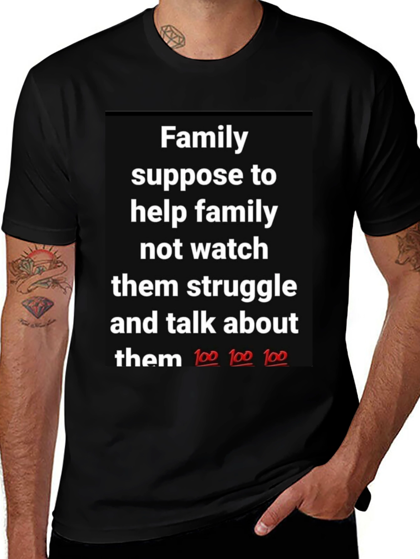 Variant 5 of Family Support T-Shirt - Black Crew Neck