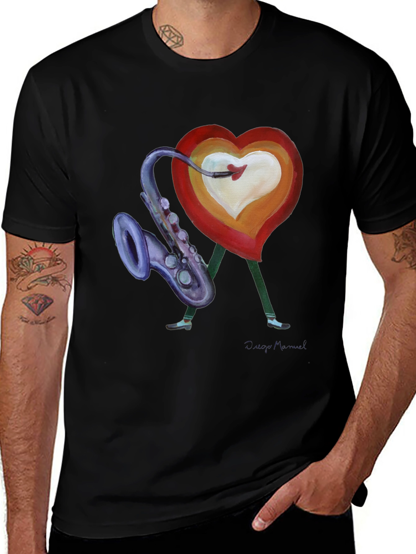 Variant 20 of Heart Saxophone Graphic T-Shirt - Stylish Music Lover Tee