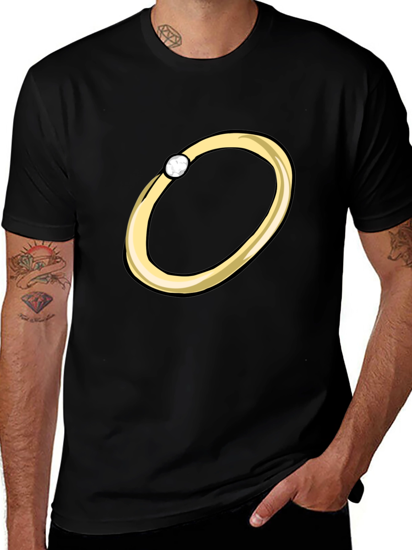 Variant 24 of Cartoon Ring Graphic Tee - Stylish Black T-Shirt