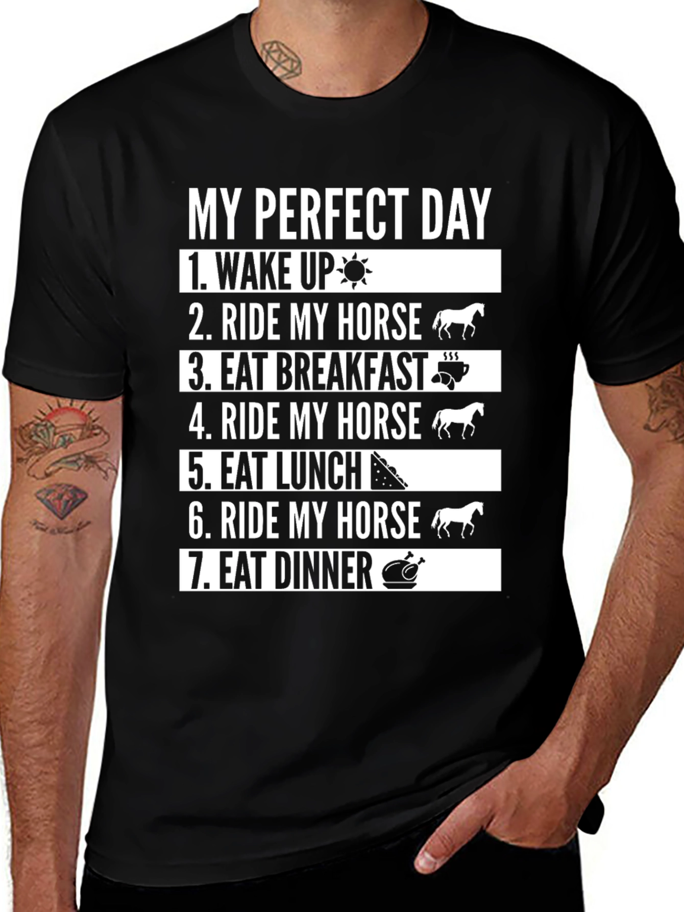 Variant 25 of Perfect Day Horse Lover T-Shirt - Funny Equestrian Tee