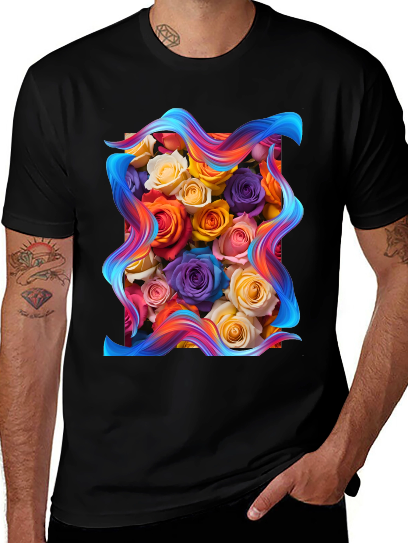 Variant 4 of Floral Bouquet Graphic Tee - Artistic Style