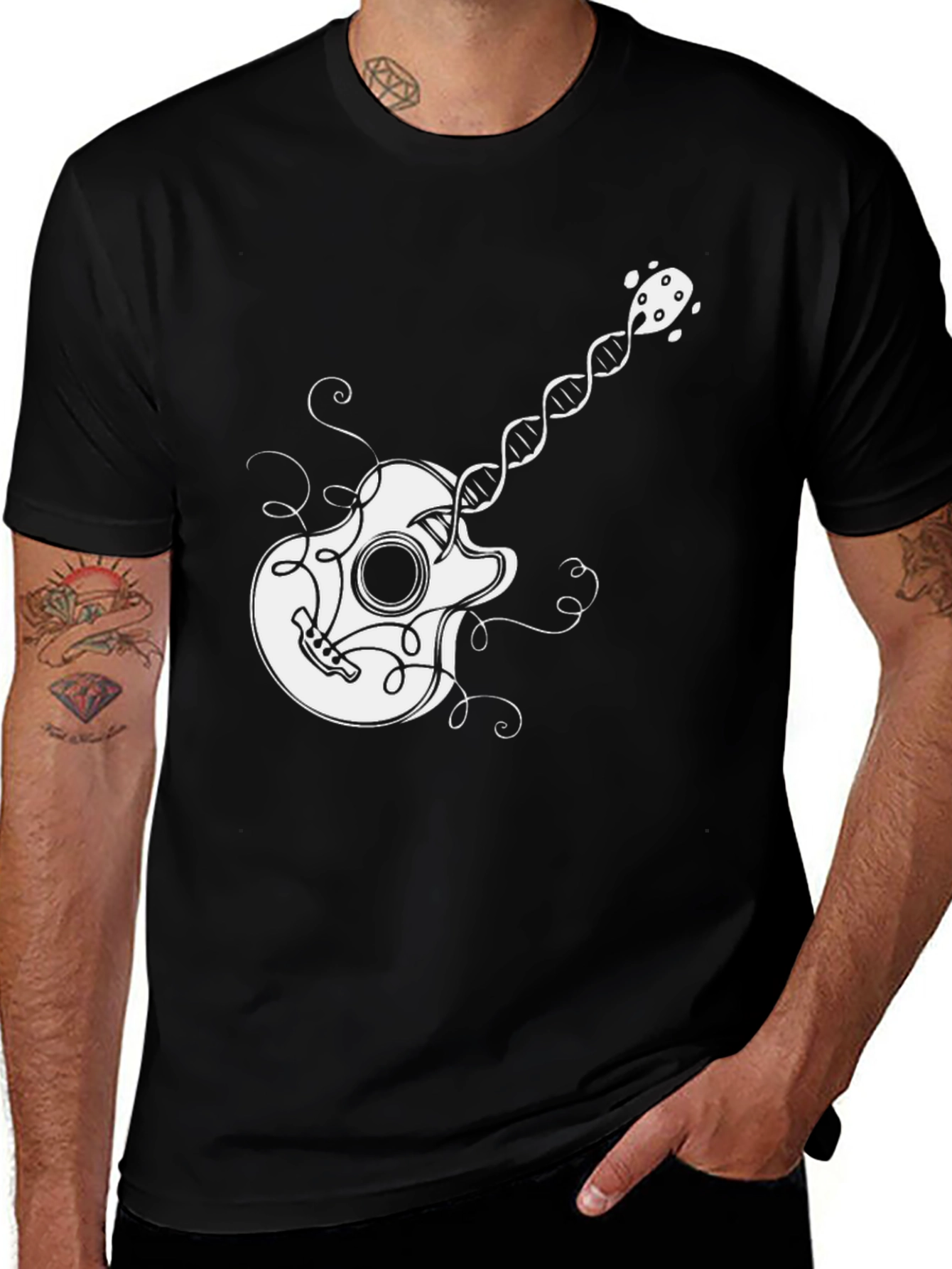 Variant 16 of Guitar DNA Graphic Print Tee - Unique Music Lover Gift