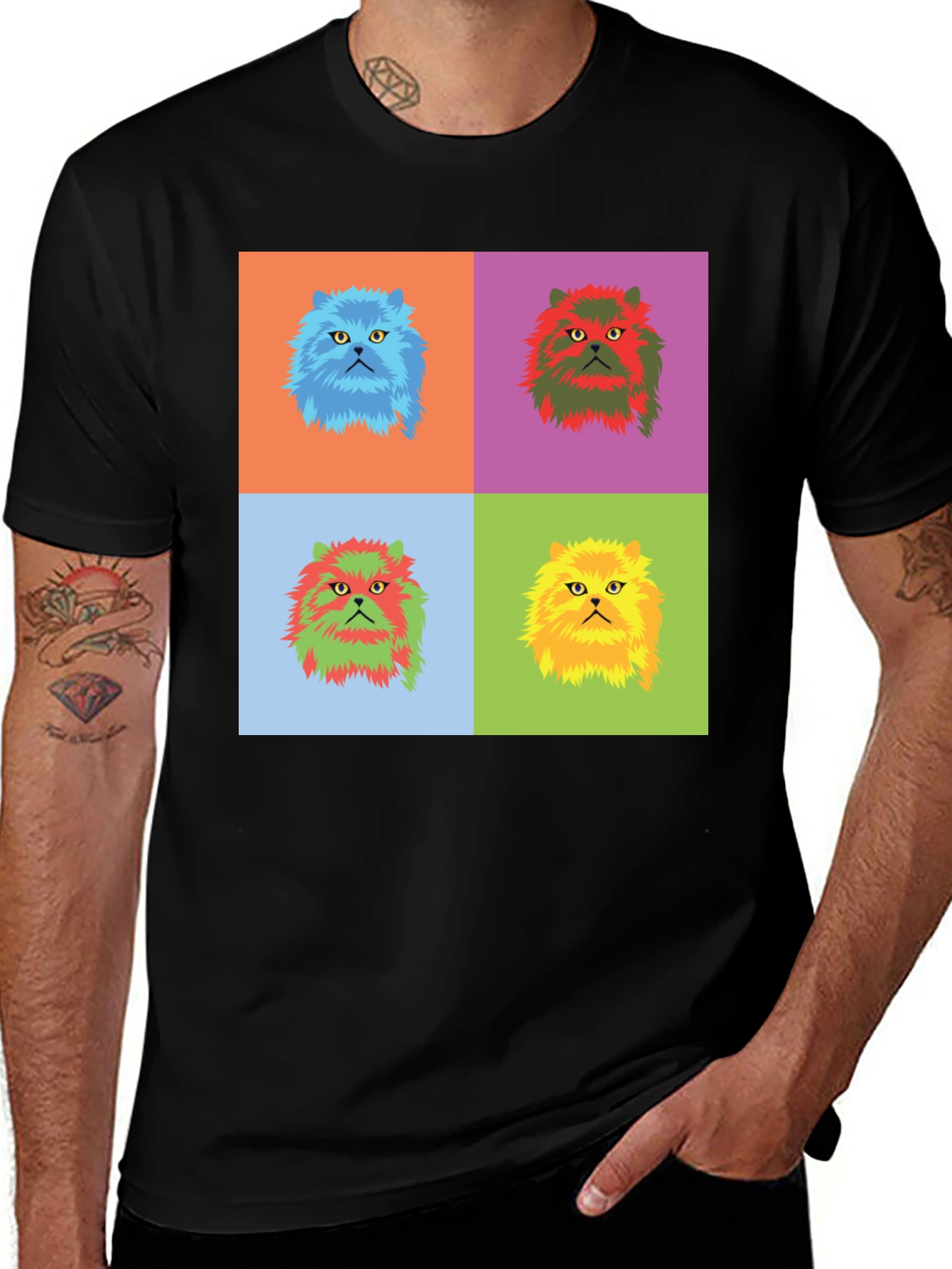 Variant 21 of Pop Art Cat T-Shirt - Unique Colorful Design