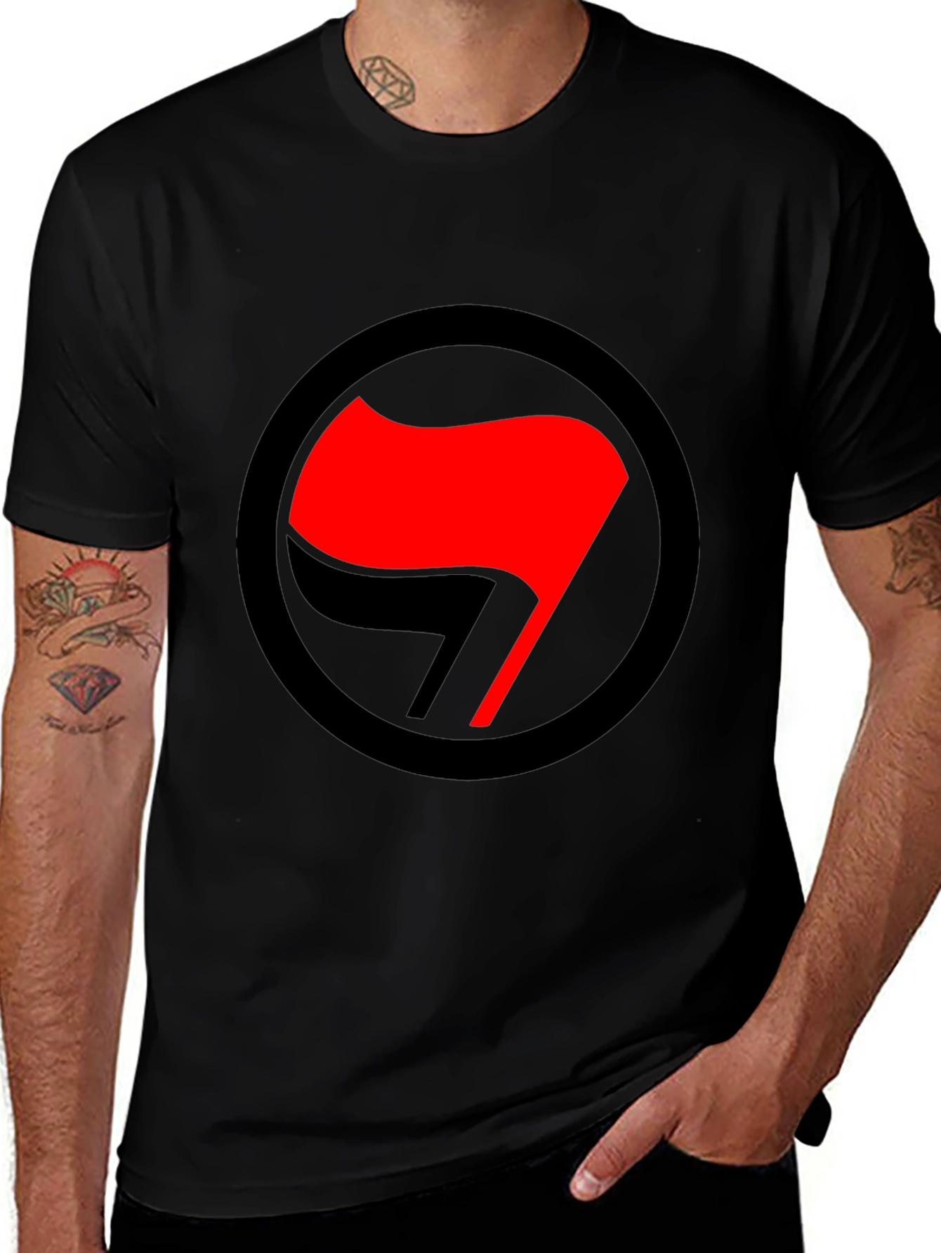 Antifascist Action Flag T-Shirt - Classic Design