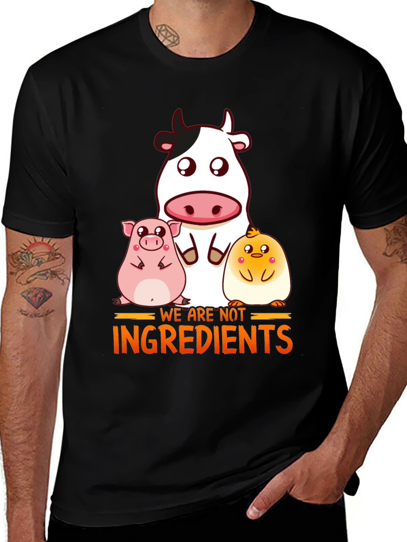 Variant 24 of Vegan Animal Rights T-Shirt - "Not Ingredients"