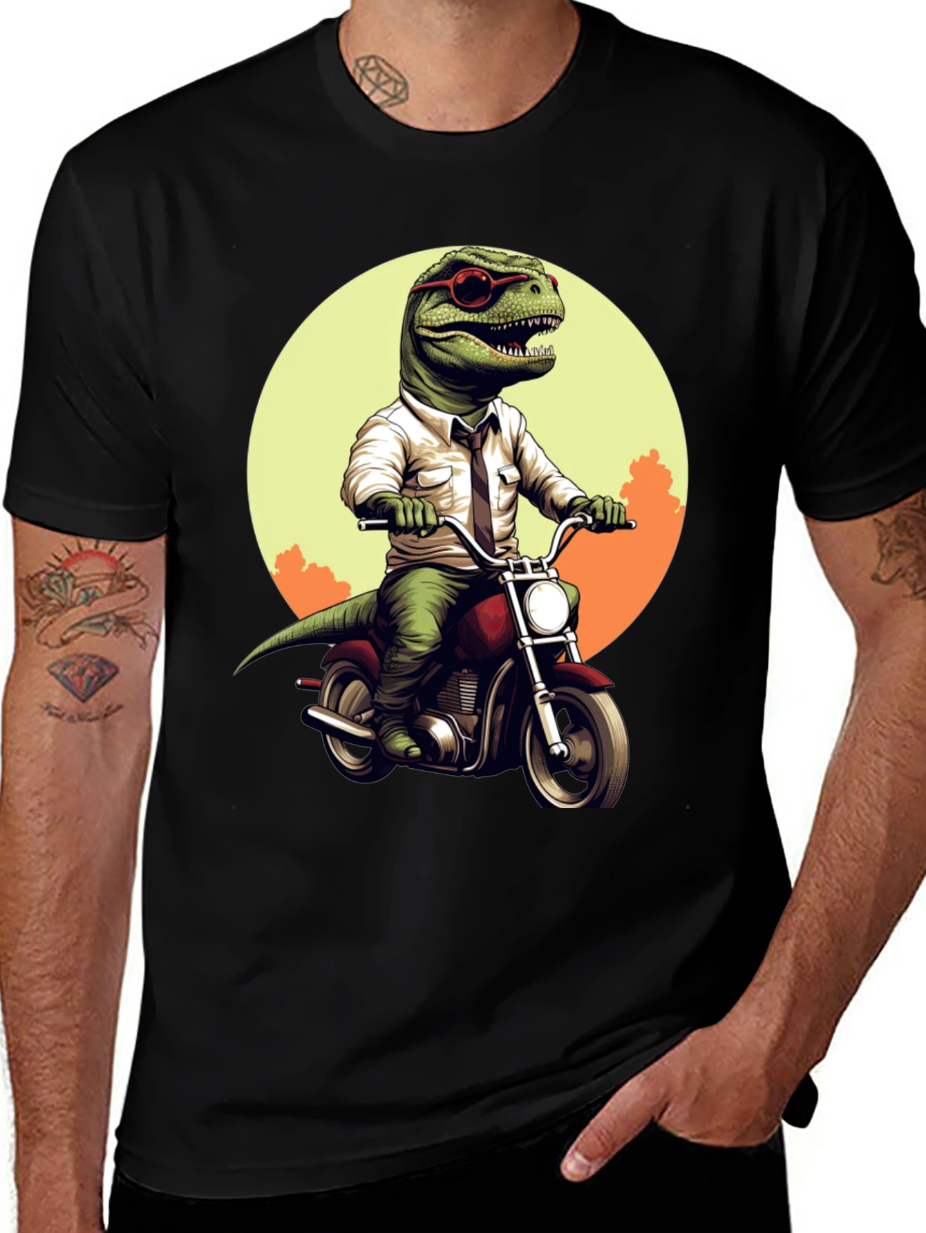 Dino Rider T-Shirt: Cool T-Rex on Motorcycle Tee