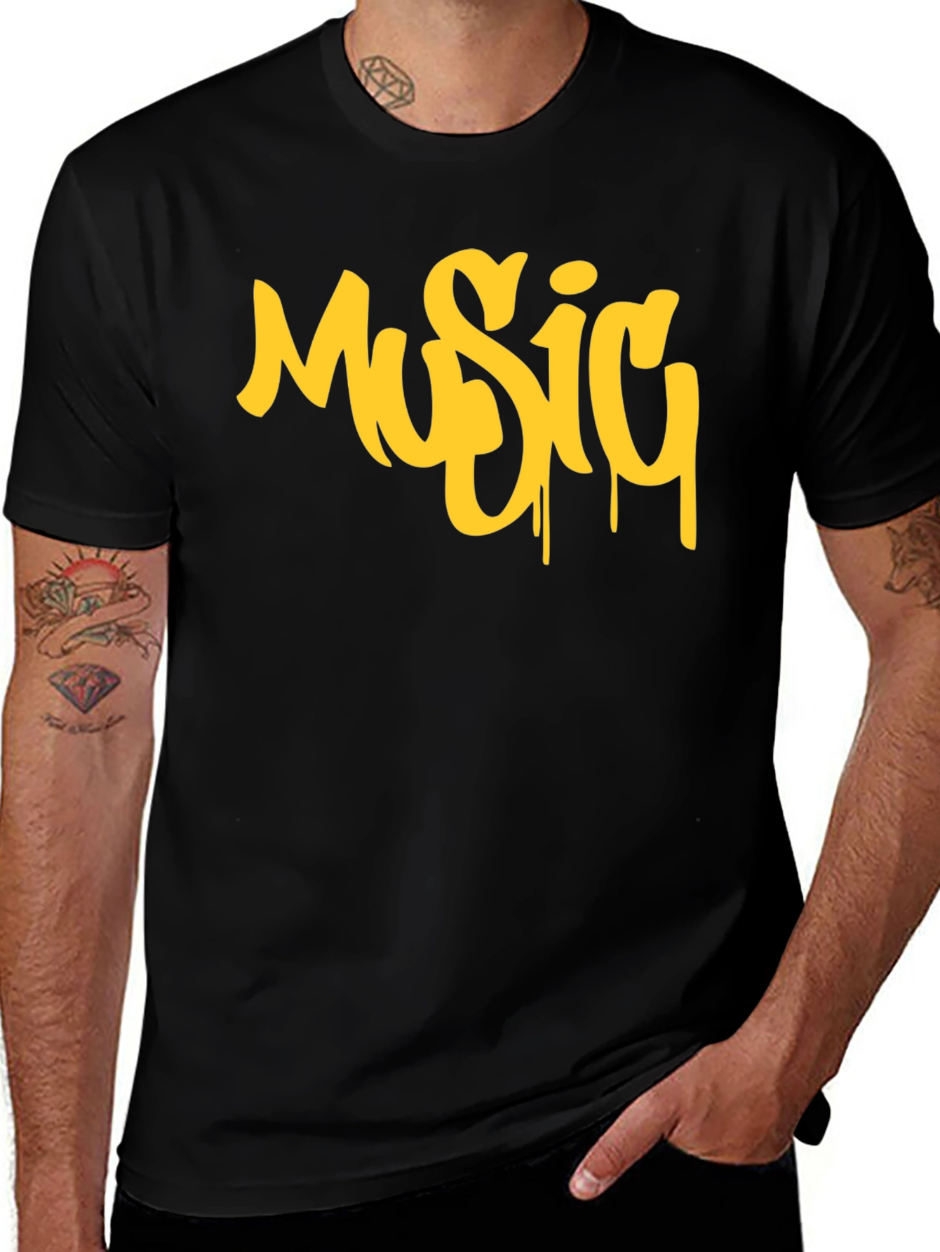 Variant 20 of Music Graphic Tee - Stylish Black Cotton T-Shirt