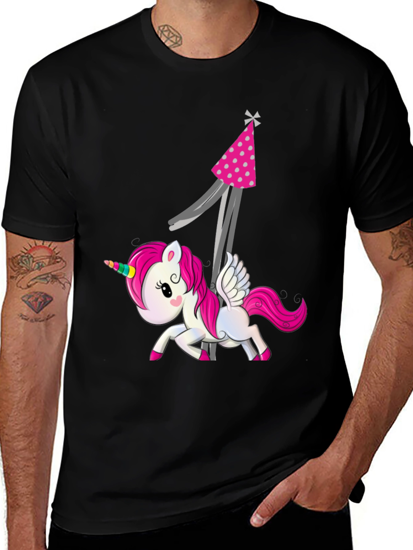 Variant 5 of Unicorn First Birthday Black T-Shirt