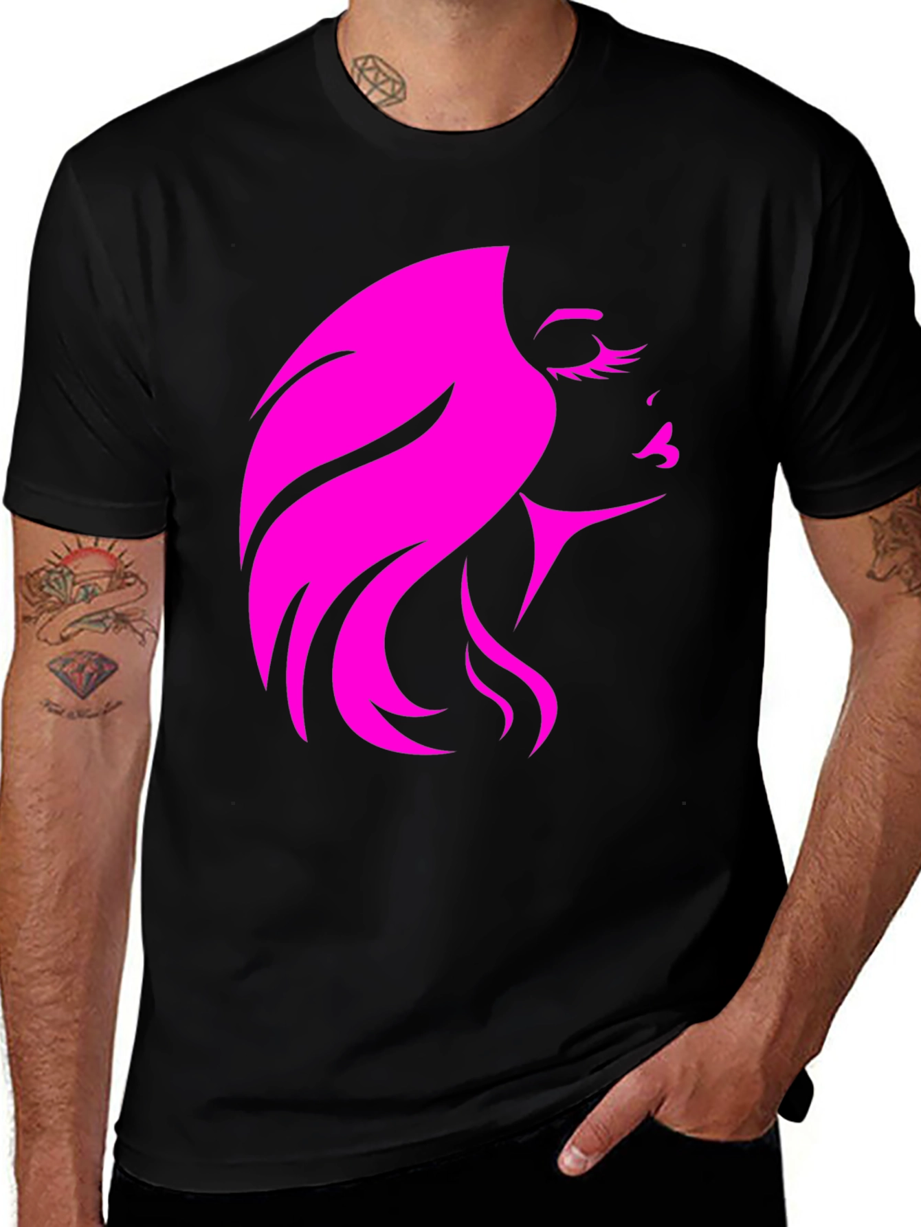 Variant 10 of Stylish Woman Silhouette Graphic Black T-Shirt