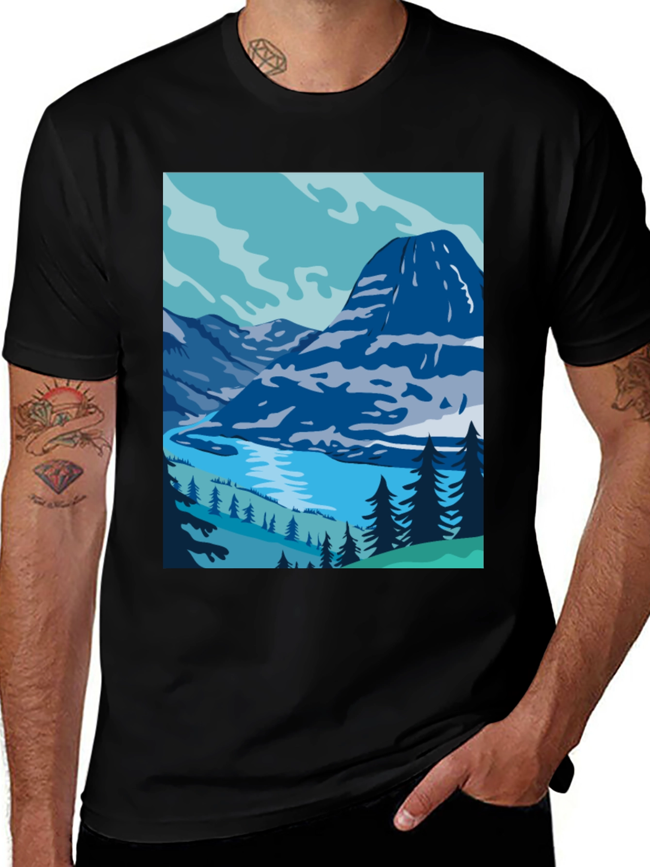 Variant 22 of Mountain Lake Graphic Tee - Nature Inspired Style