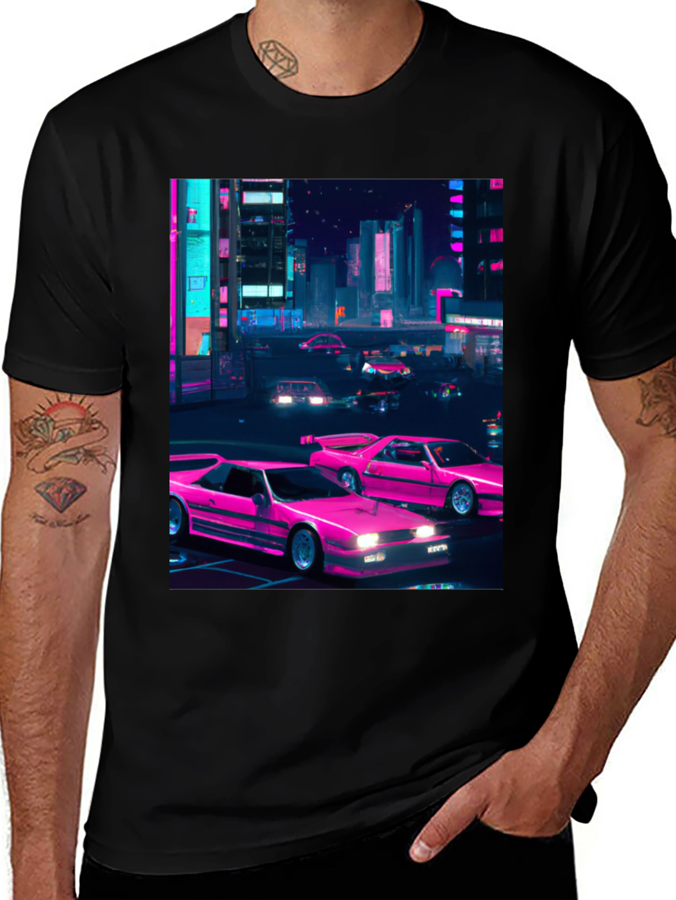 Variant 14 of Retro Cityscape T-Shirt - Synthwave Style