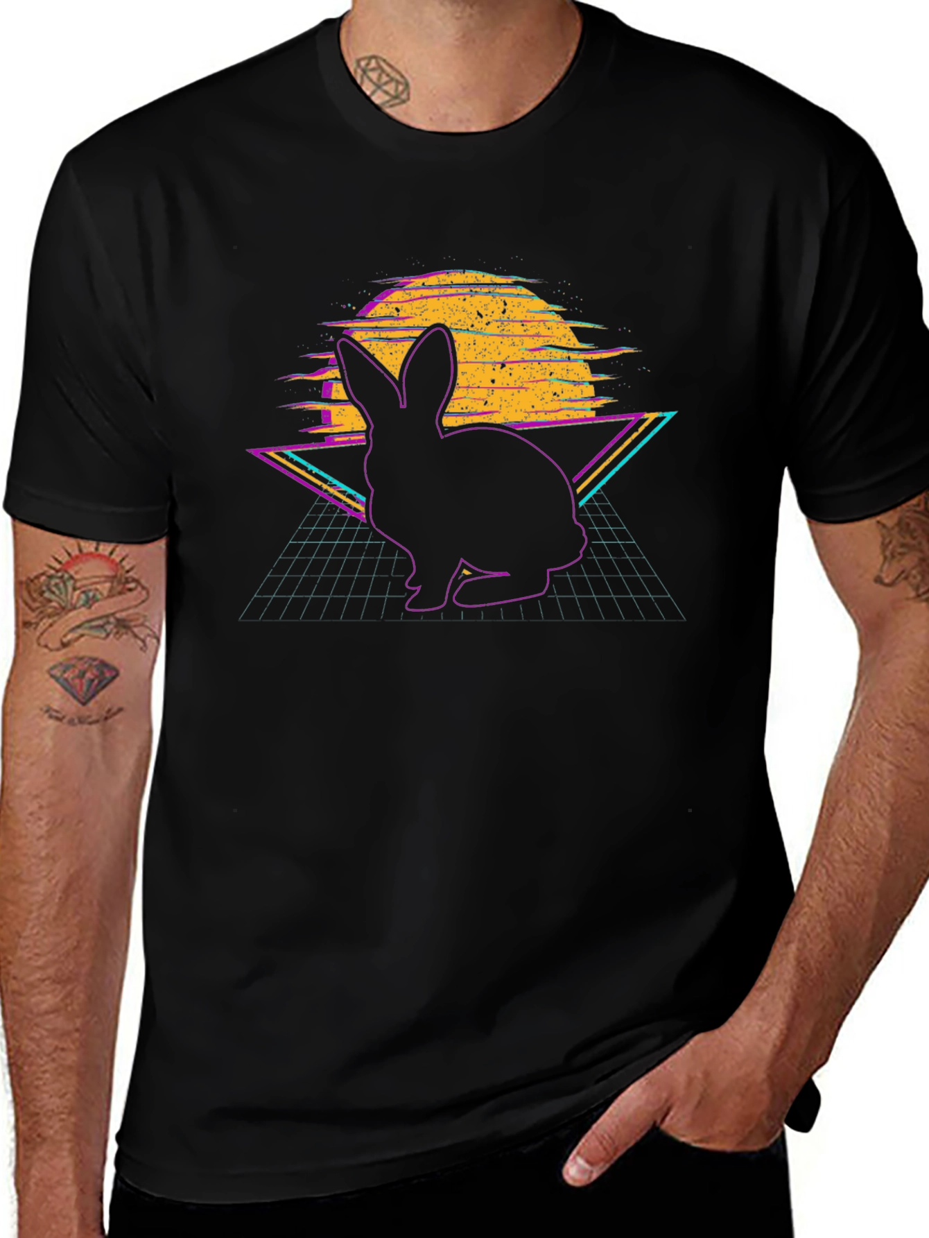 Retro Rabbit T-Shirt - Vaporwave Bunny Design