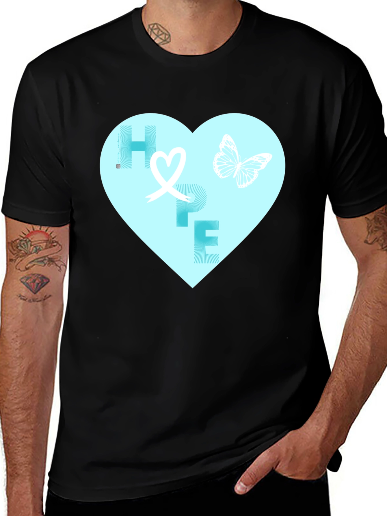 Hope Heart Graphic Tee - Unisex Short Sleeve Black T-Shirt