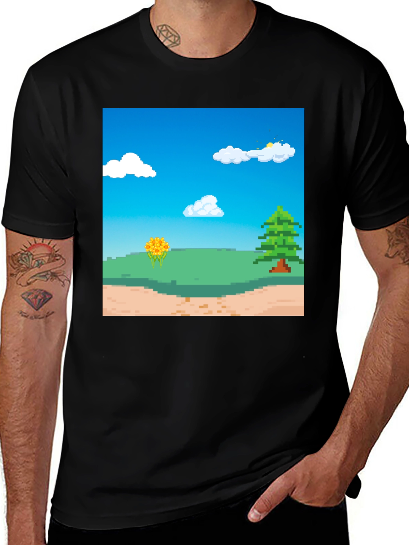 Variant 3 of Pixel Art Landscape T-Shirt