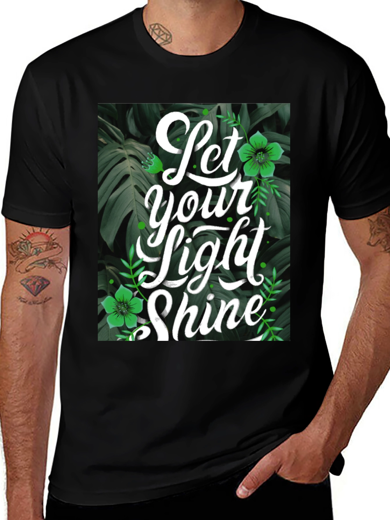 Variant 27 of Let Your Light Shine Black Graphic T-Shirt