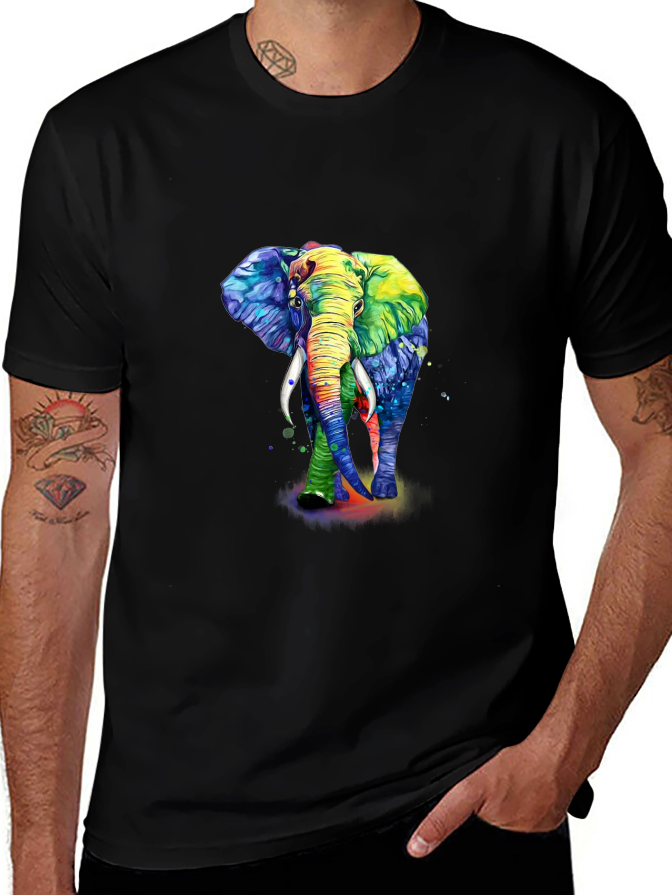 Variant 17 of Colorful Elephant Graphic T-Shirt