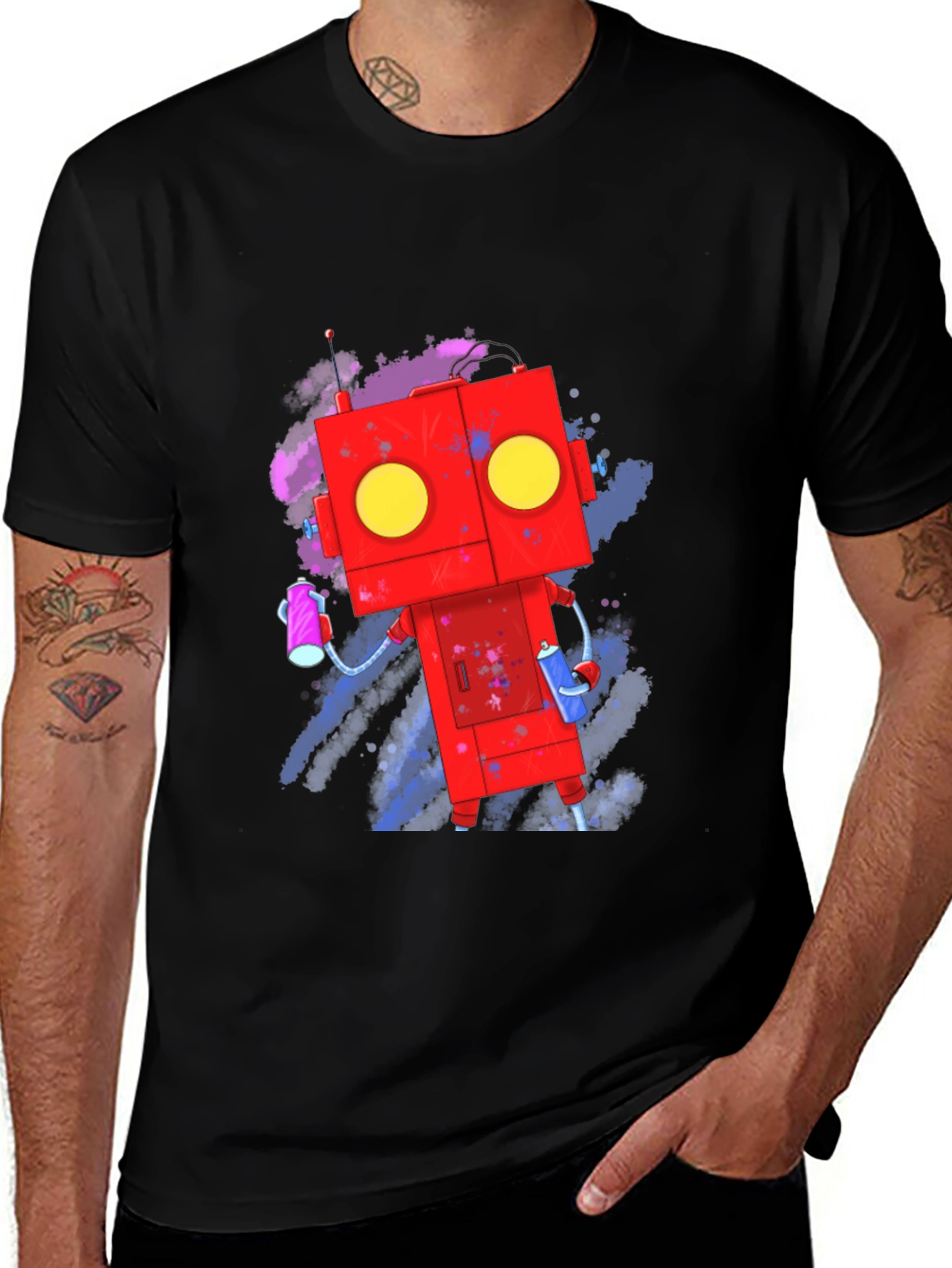 Variant 25 of Robot Graffiti Artist T-Shirt
