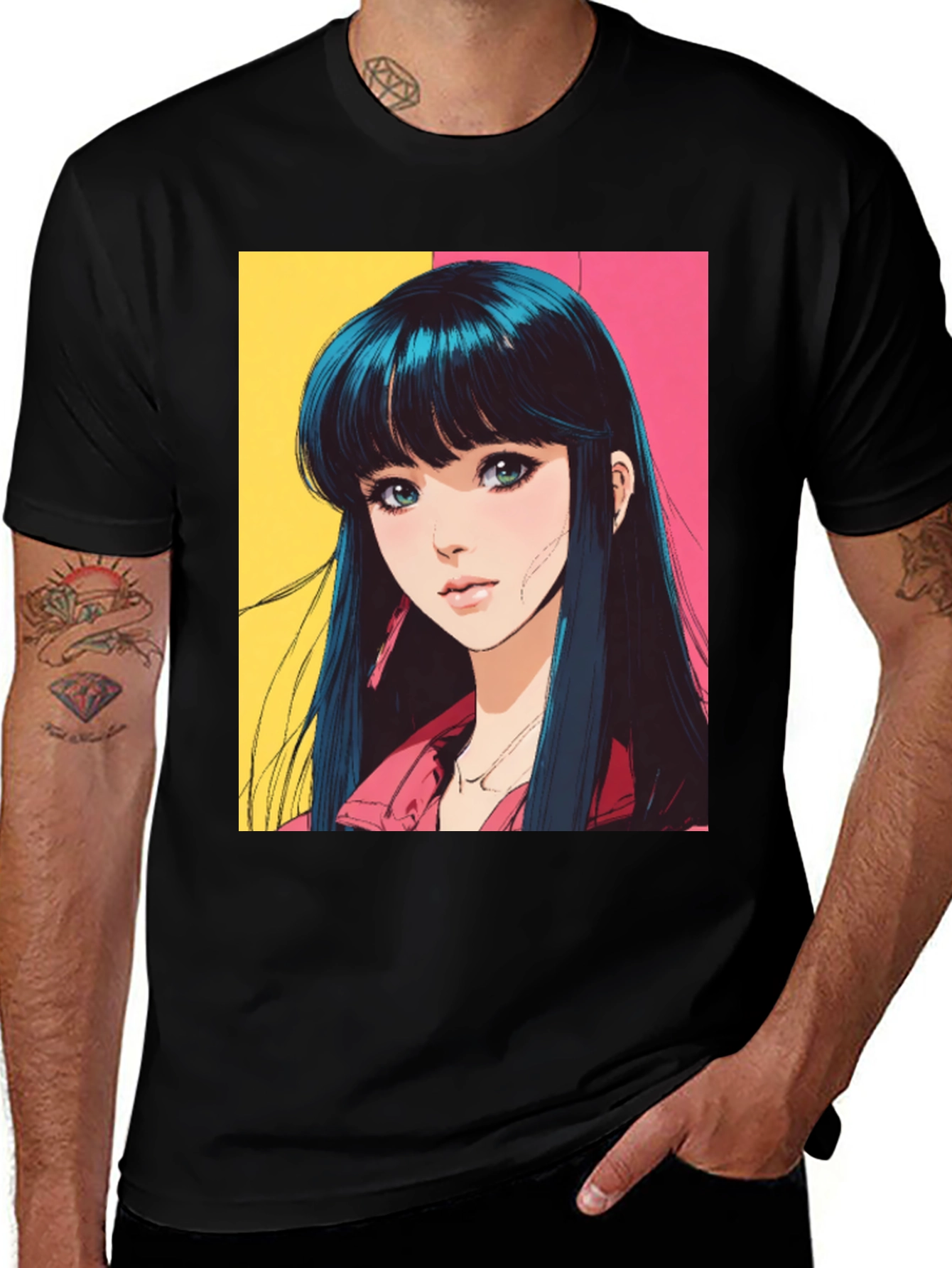 Variant 19 of Anime Girl Graphic Tee - Black
