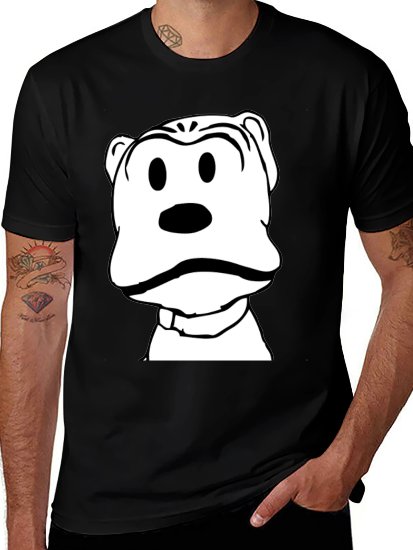 Variant 19 of Cartoon Character Graphic Tee - Black