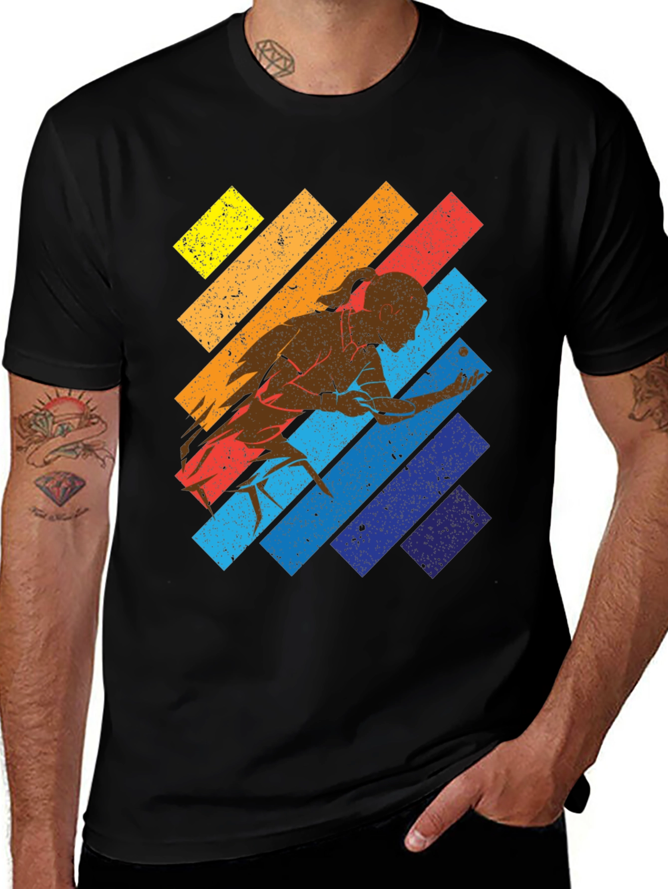Variant 5 of Retro Table Tennis Player Graphic T-Shirt