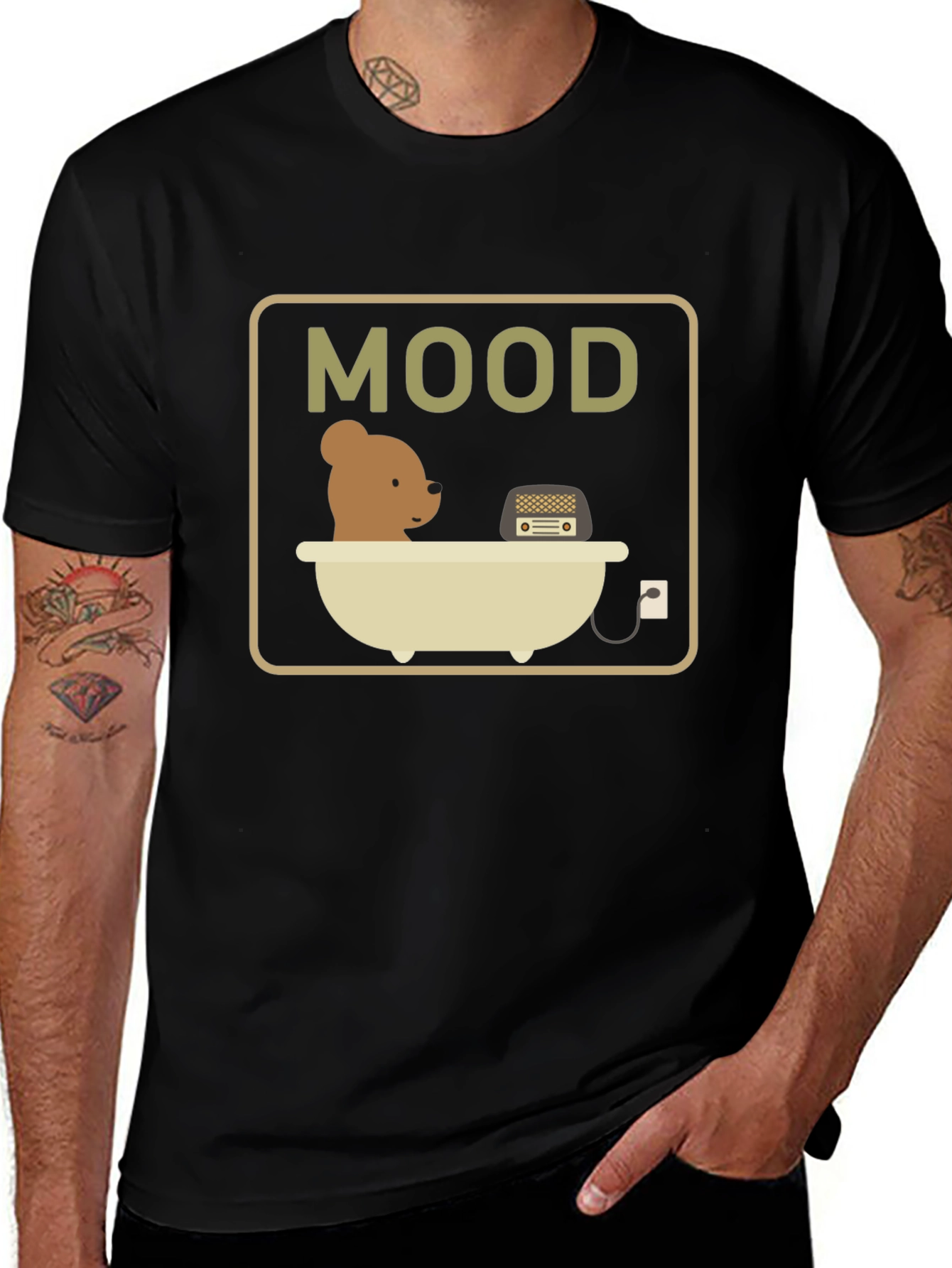 Variant 5 of Relaxed Mood T-Shirt - Bear in Bathtub with Radio
