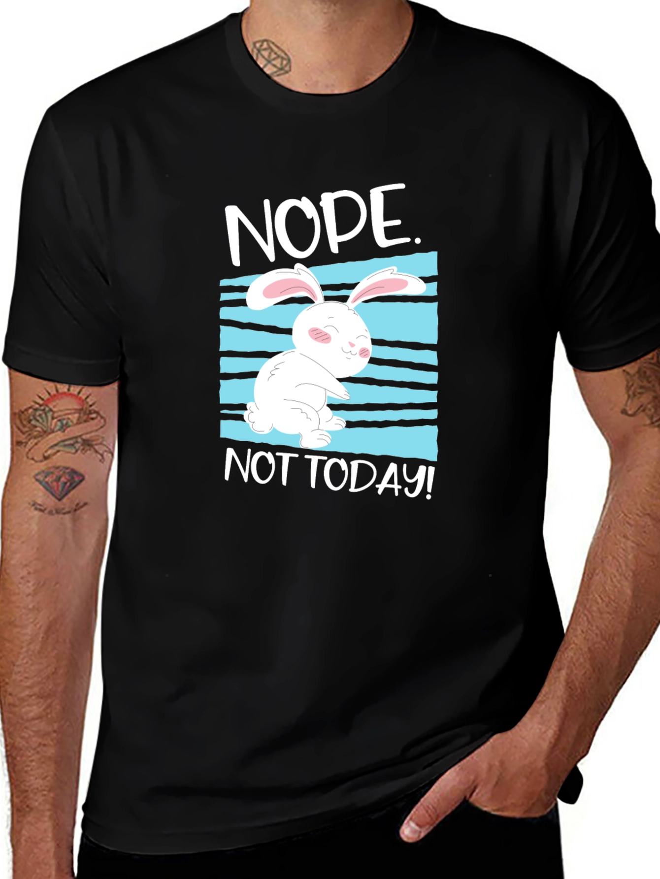 Variant 29 of Nope Not Today Bunny T-Shirt - Men's Black Tee