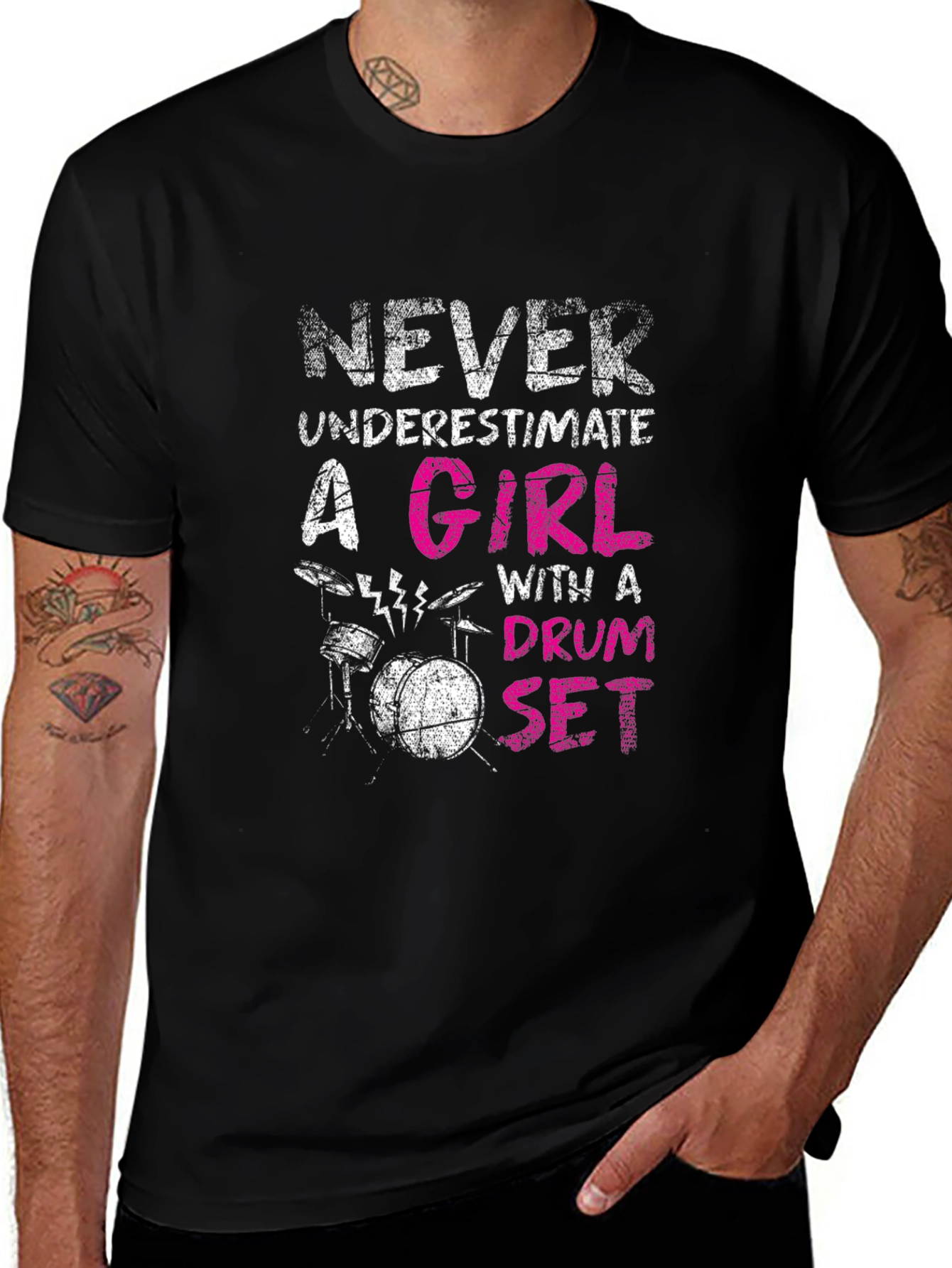 Variant 8 of Never Underestimate Drum Set Girl T-Shirt