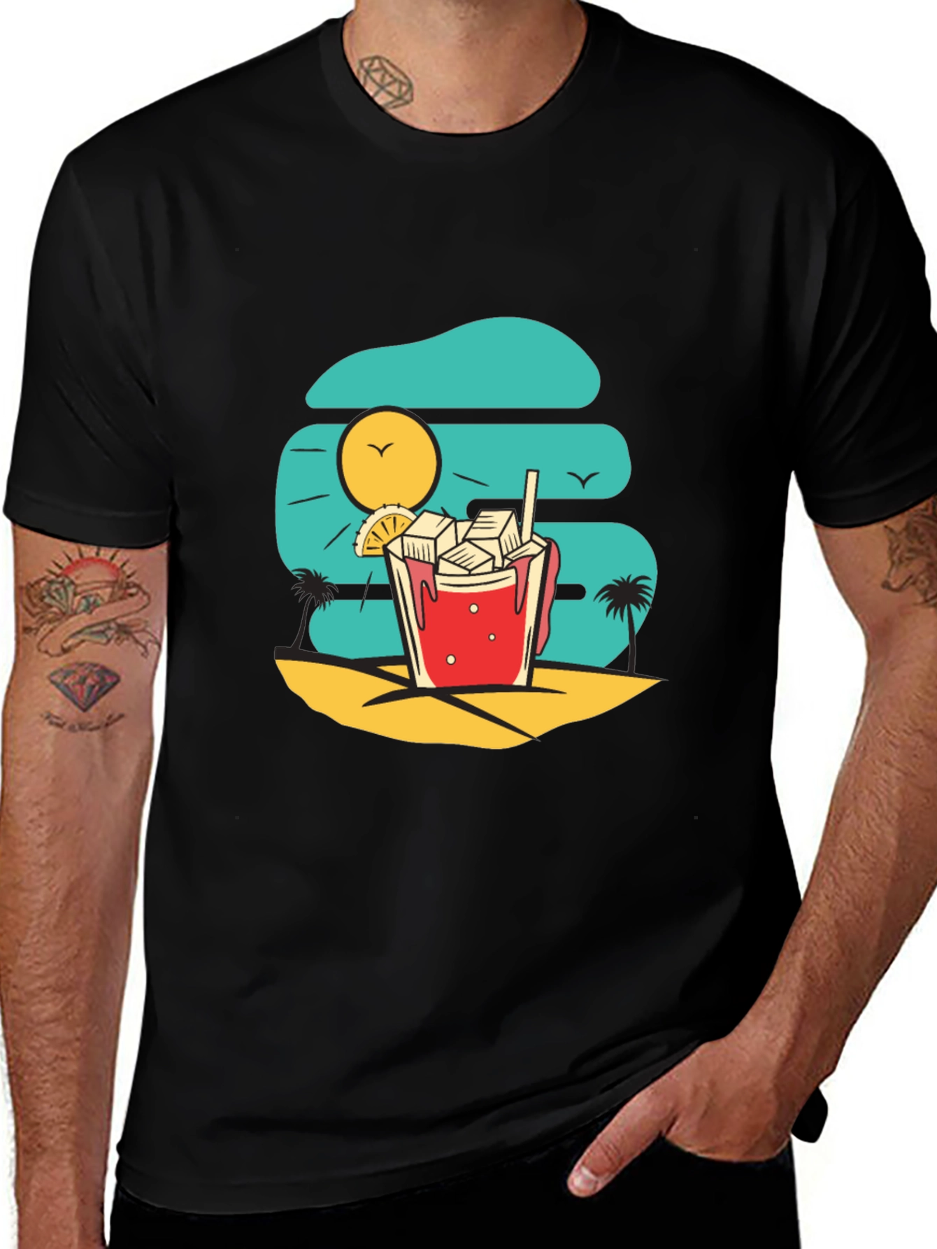 Variant 6 of Tropical Drink Graphic Tee - Summer Beach Vibes