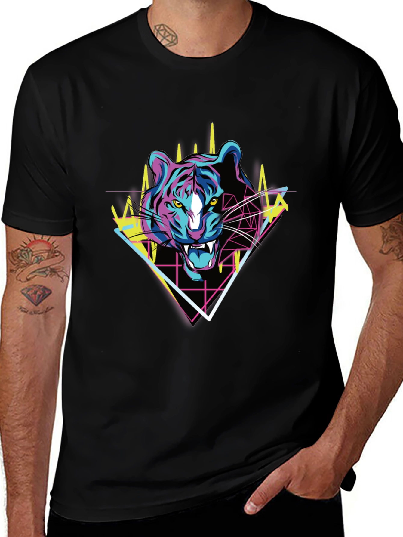 Variant 11 of Retro Tiger Graphic Tee - Bold Animal Print T-Shirt