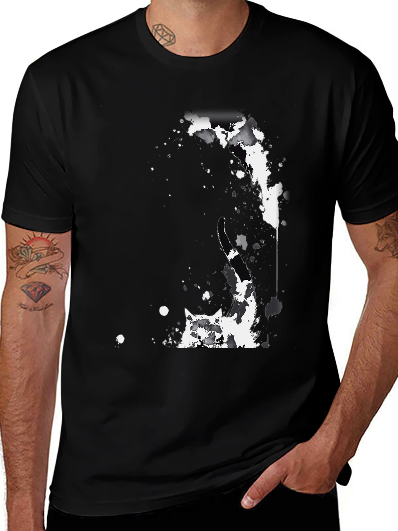 Variant 23 of Abstract Splatter Graphic Black T-Shirt