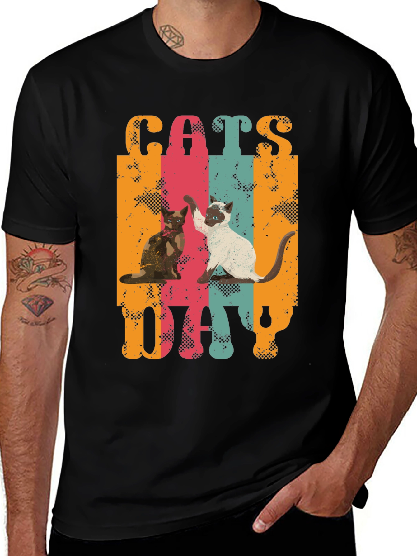 Variant 25 of Cats Day Retro Graphic T-Shirt