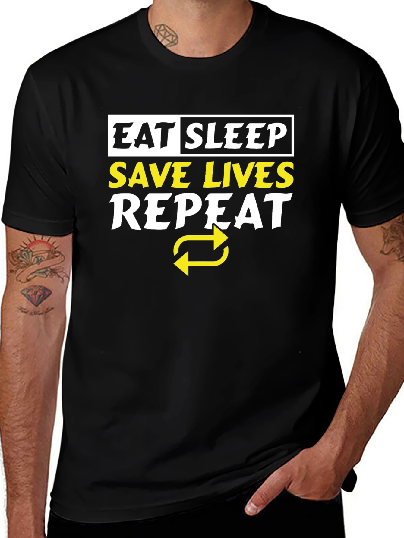 Variant 26 of Eat Sleep Save Lives Repeat Graphic Tee