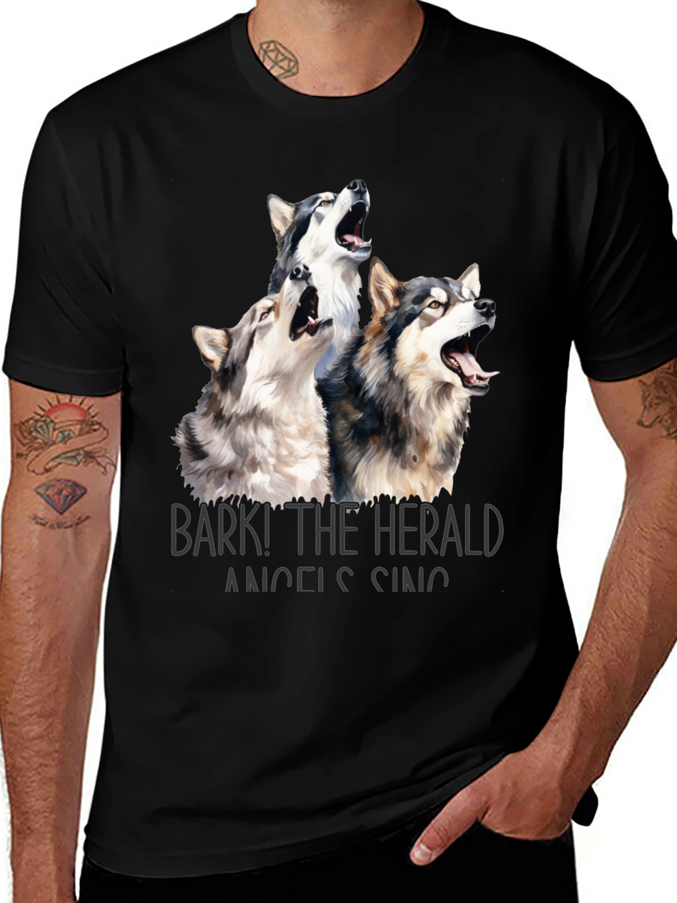 Variant 29 of Bark! The Herald Angels Sing Wolves Graphic Tee