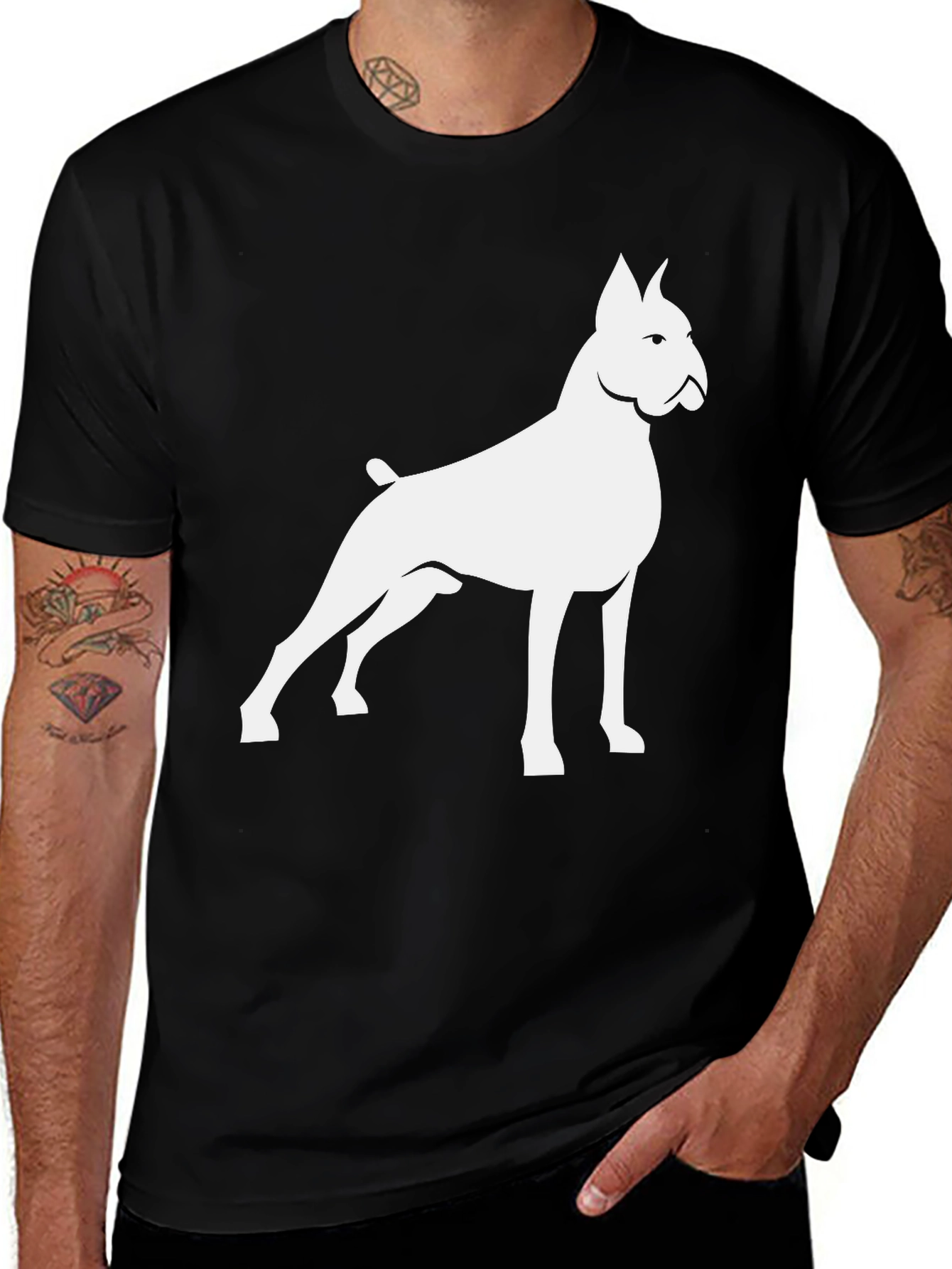 Variant 19 of Dog Silhouette Graphic Tee - Black