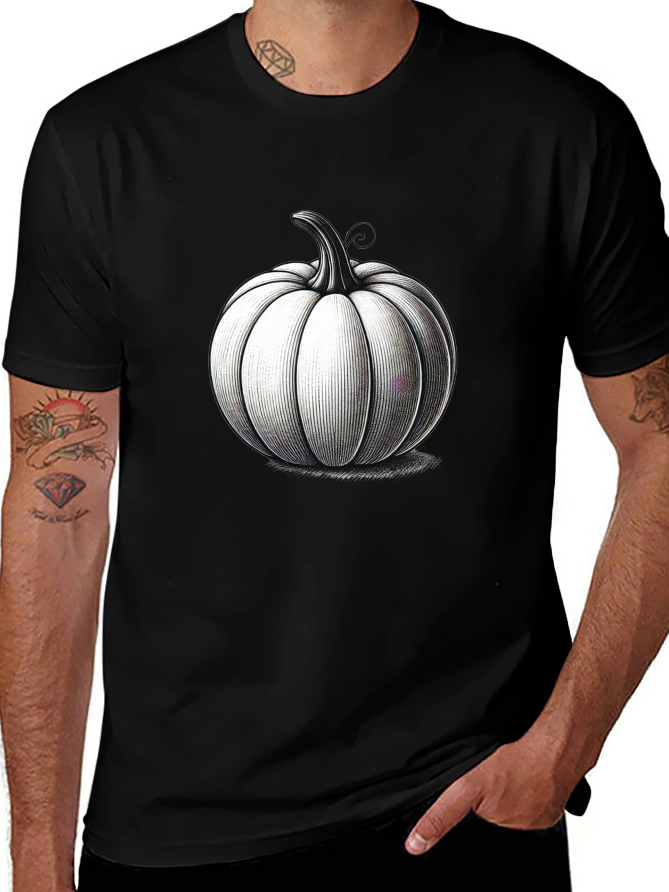 Variant 26 of Black T-Shirt with Pumpkin Design